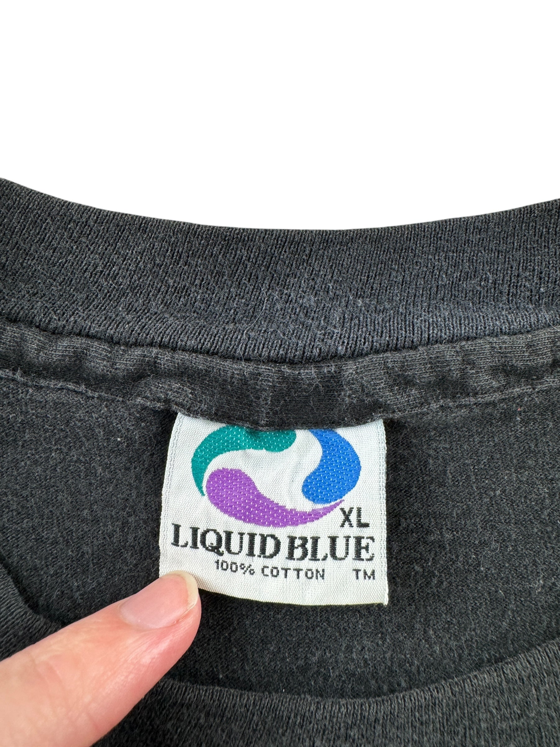 Tag on Vintage Down Brotherhood of Eternal Sleep Liquid Blue Tee SZ XL