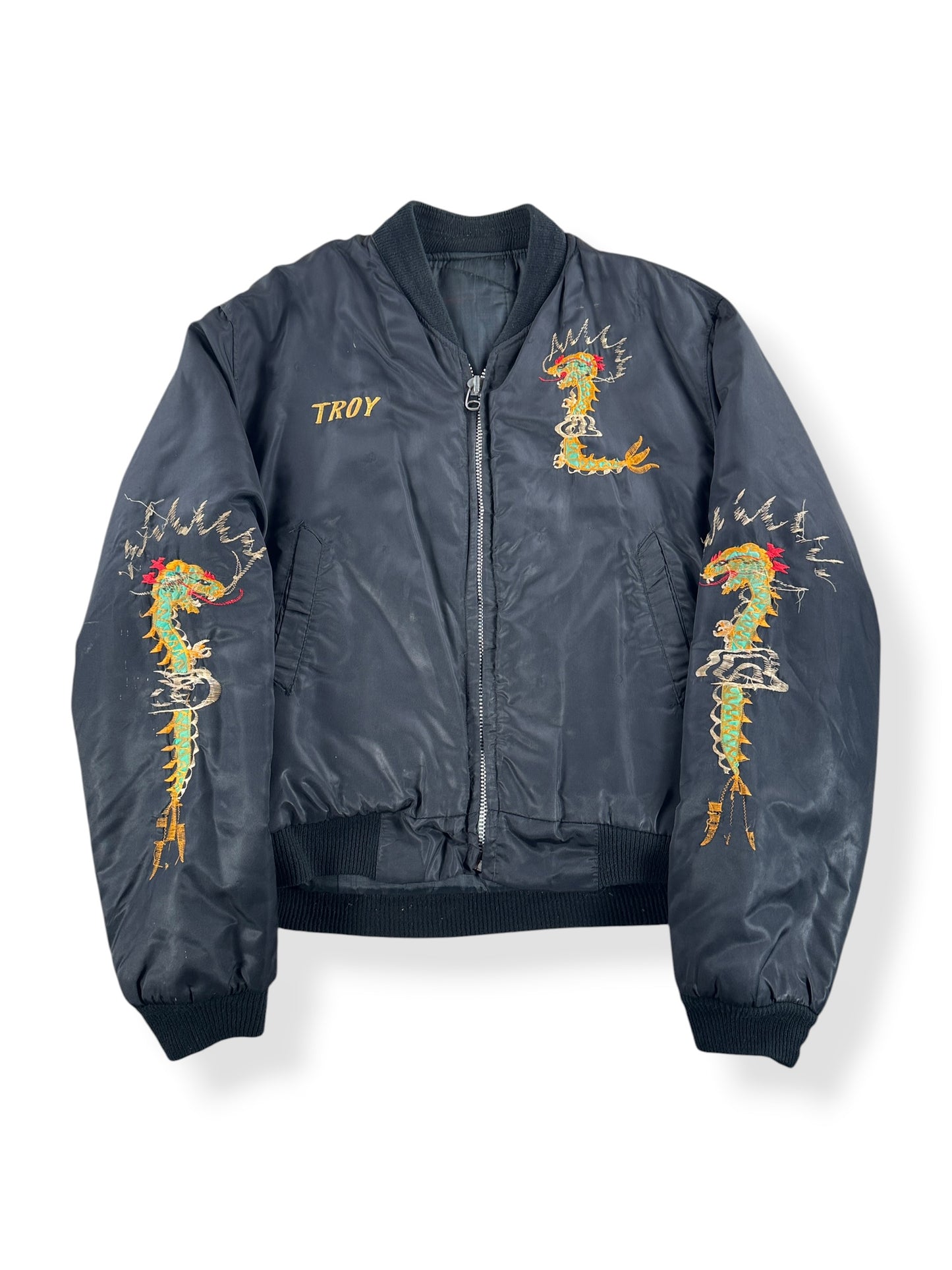 Front of Vintage '78 Korea 'Troy' Souvenir Jacket SZ L - AS IS