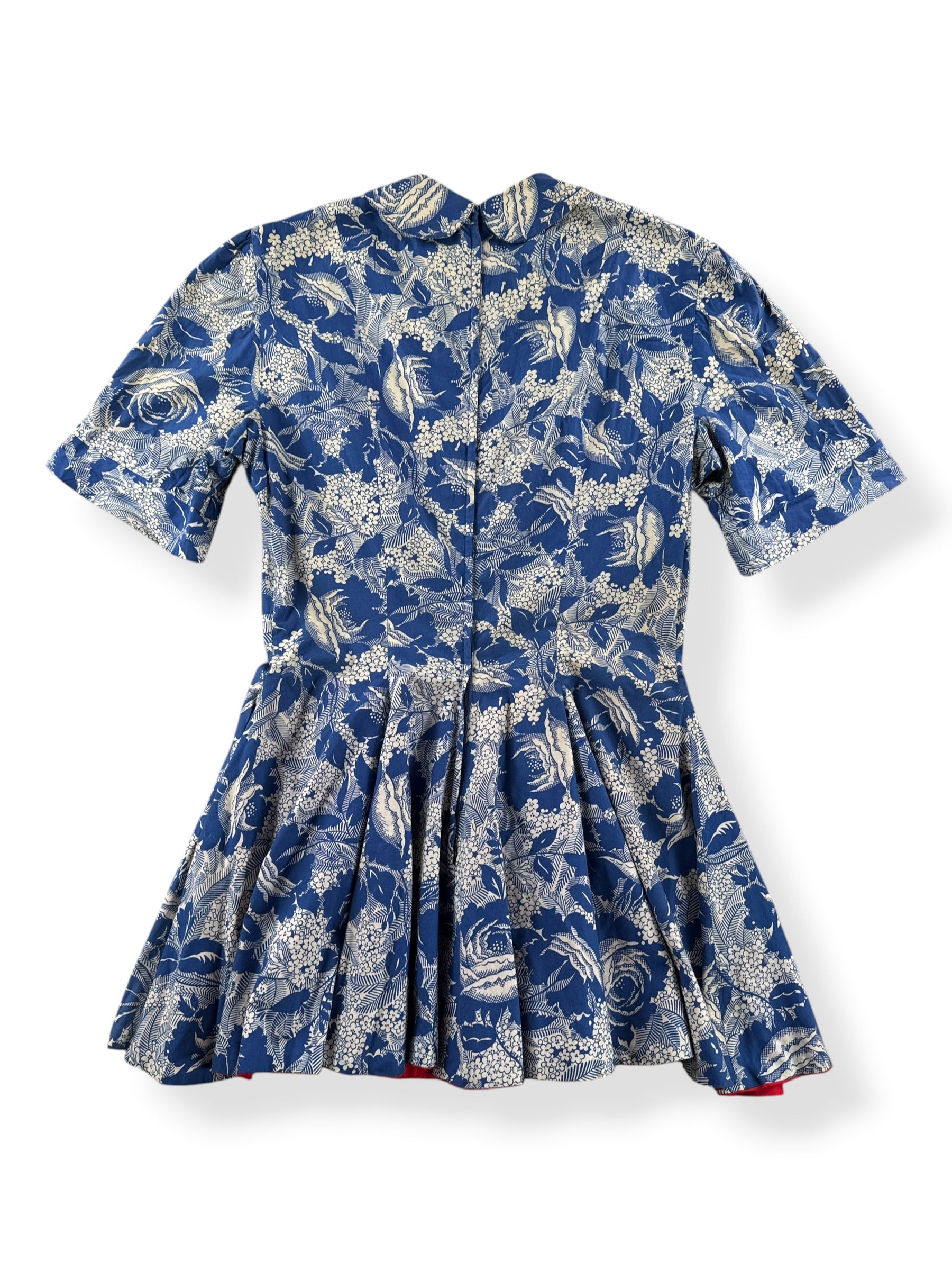 Back of Vintage Blue Floral Cotton Micro Mini SZ S/M