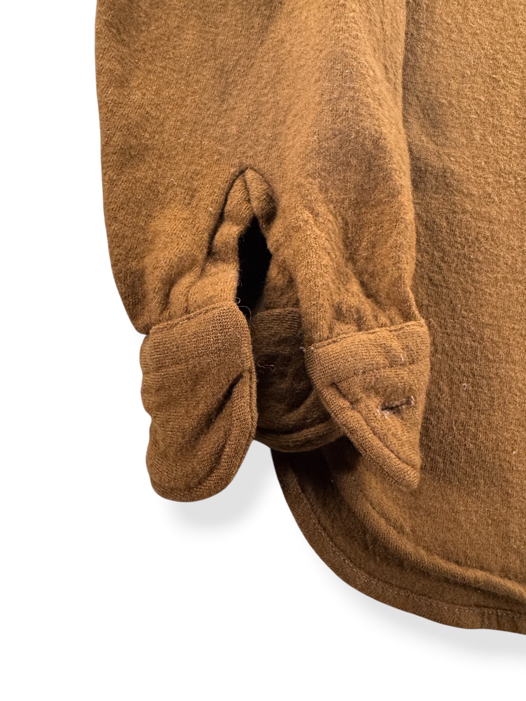Missing Button on Cuff of Vintage Brown Pendleton Pull Over Flannel SZ M (Fits S)