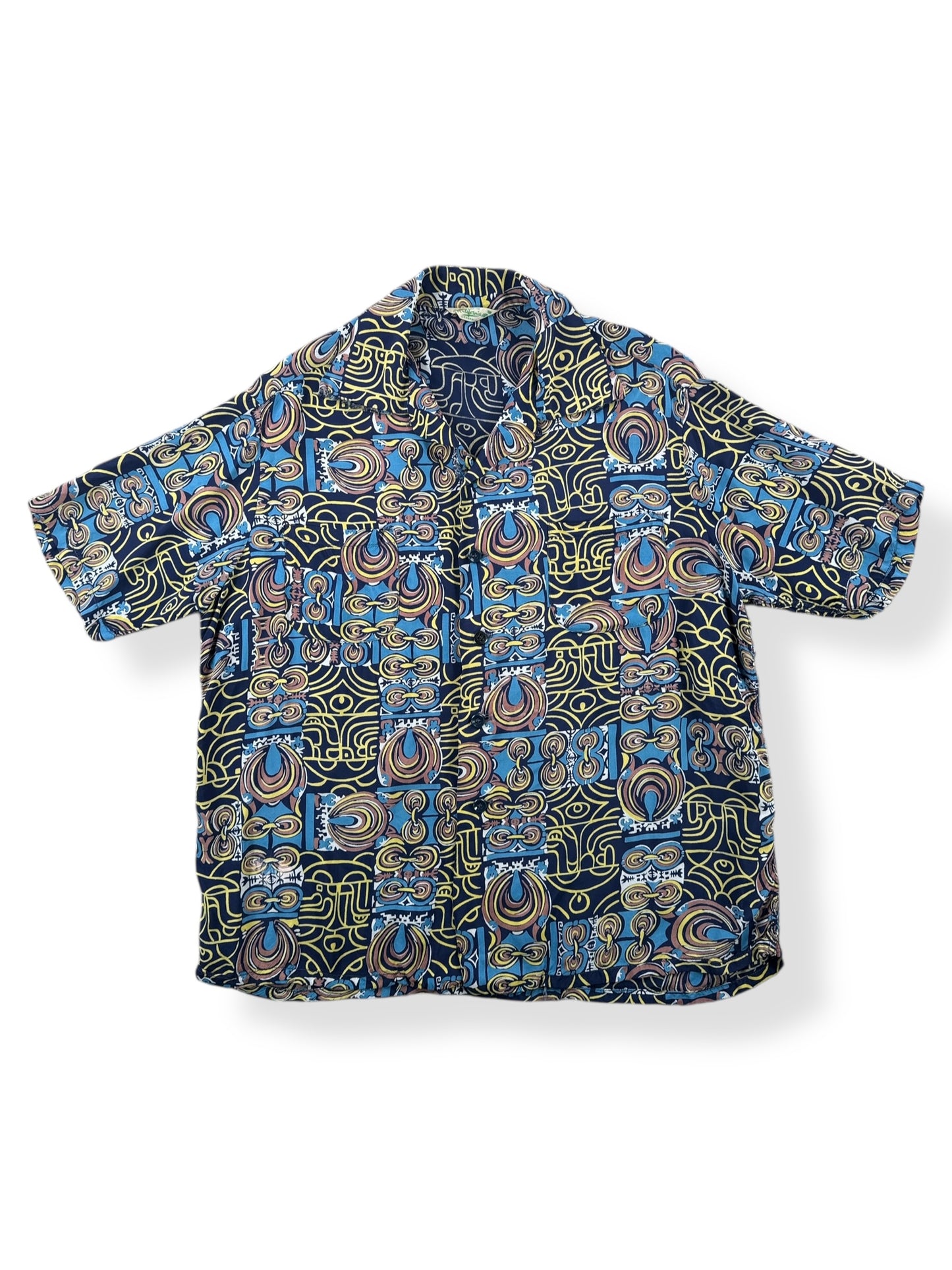 Front of Vintage Abstract Aloha Shirt SZ L