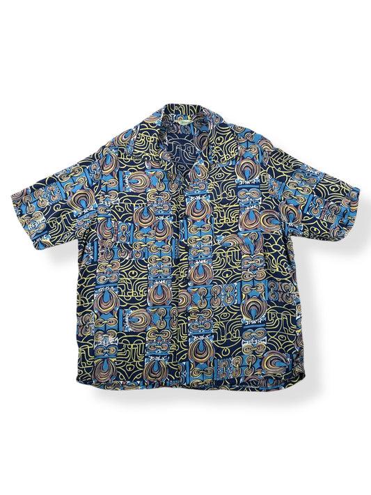 Front of Vintage Abstract Aloha Shirt SZ L