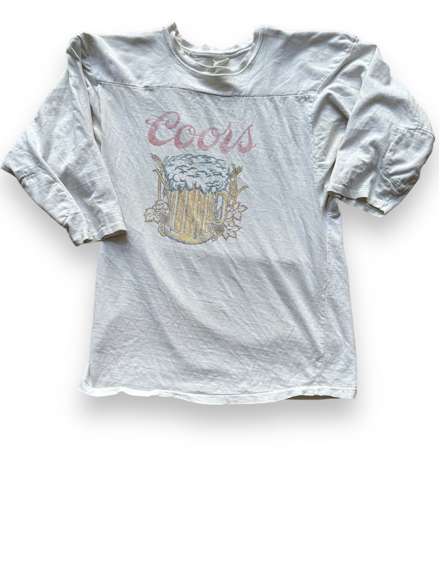 Front View of Vintage Coors Jersey Tee SZ M | Vintage Beer T-Shirts Seattle | Barn Owl Vintage Tees Seattle