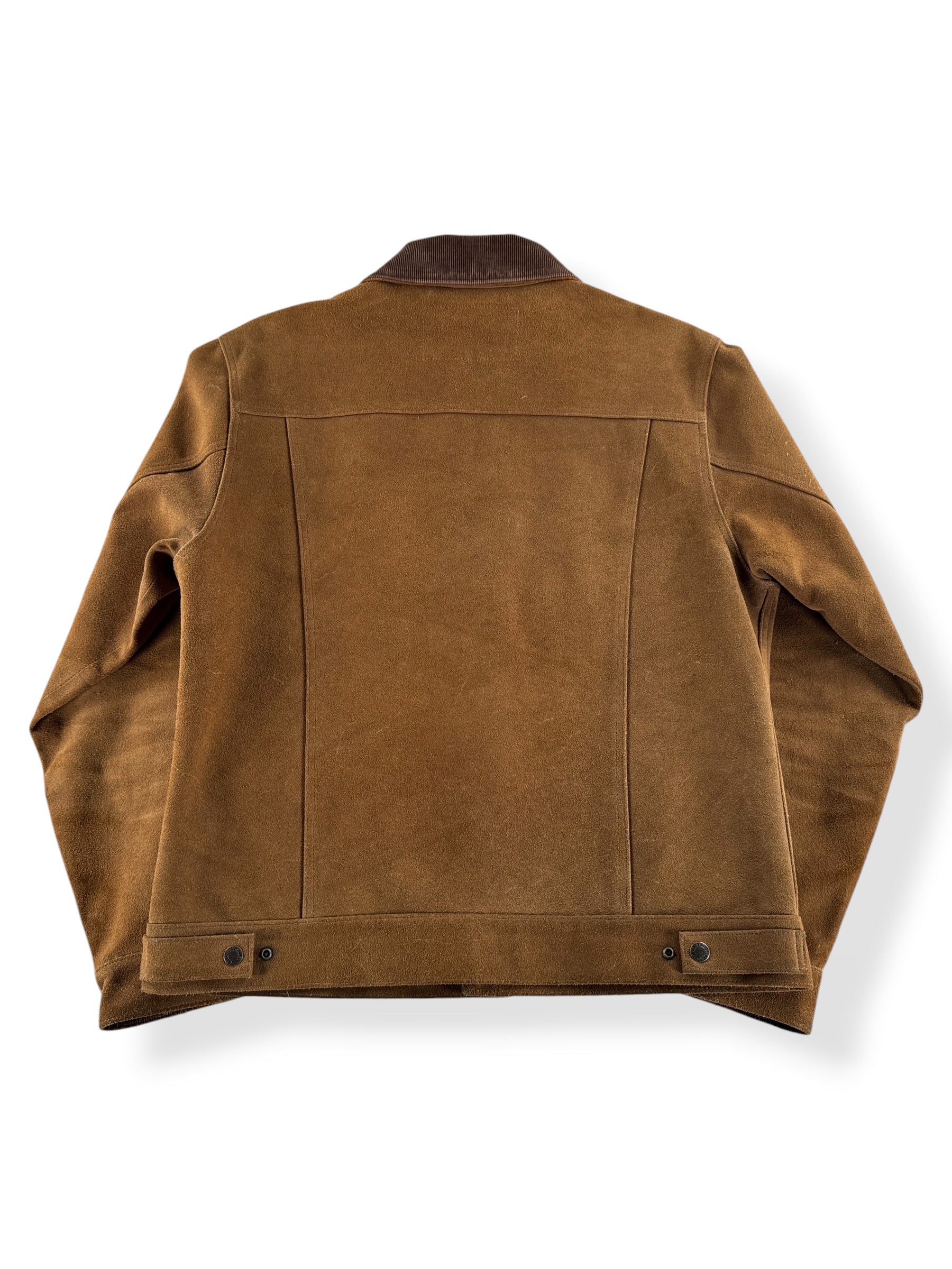 Back of Filson Dark Tan Roughout Leather Short Cruiser SZ M