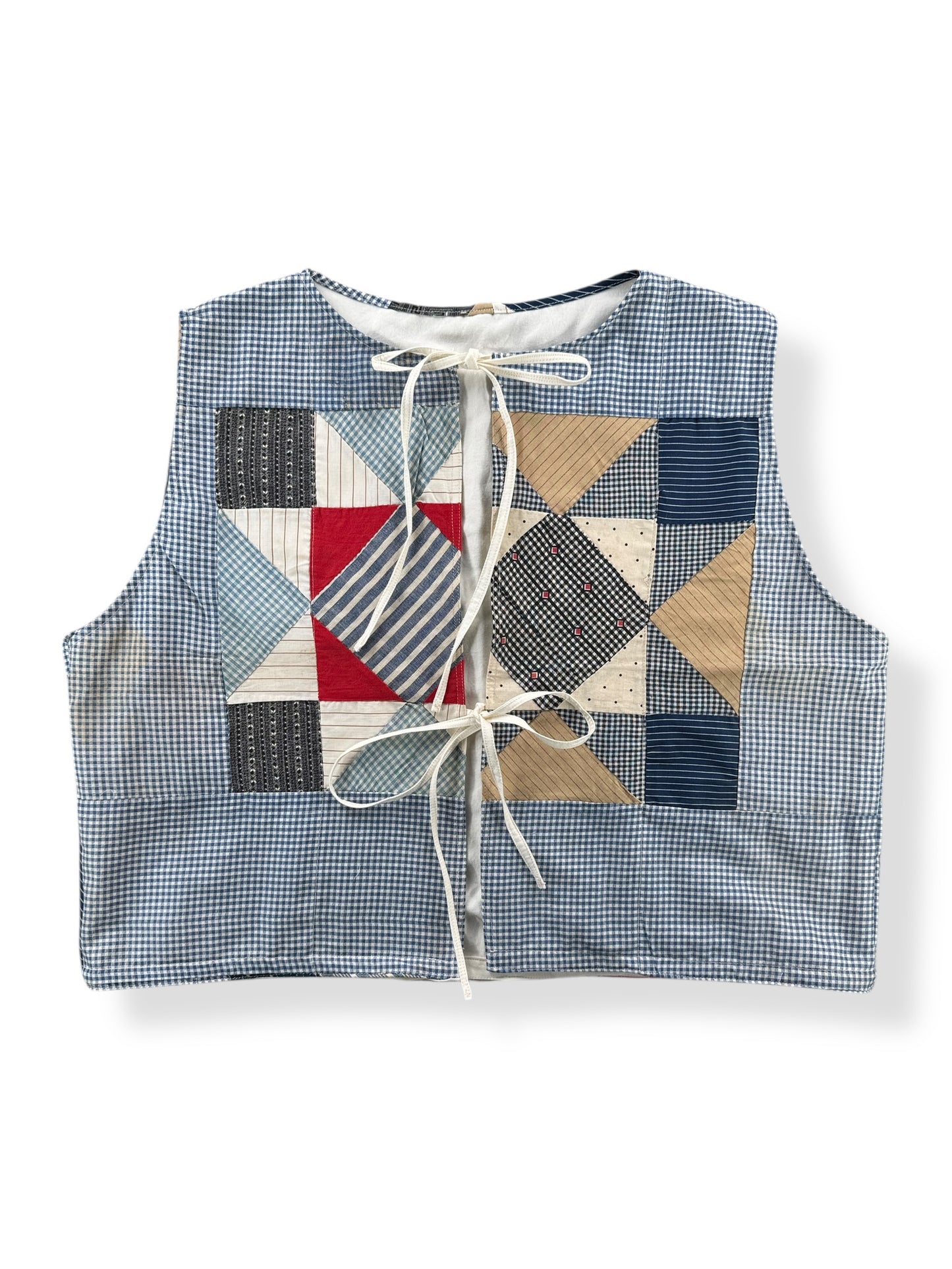 Front of Archive Craft X Barn Owl Vintage Quilt Tie Tank SZ M