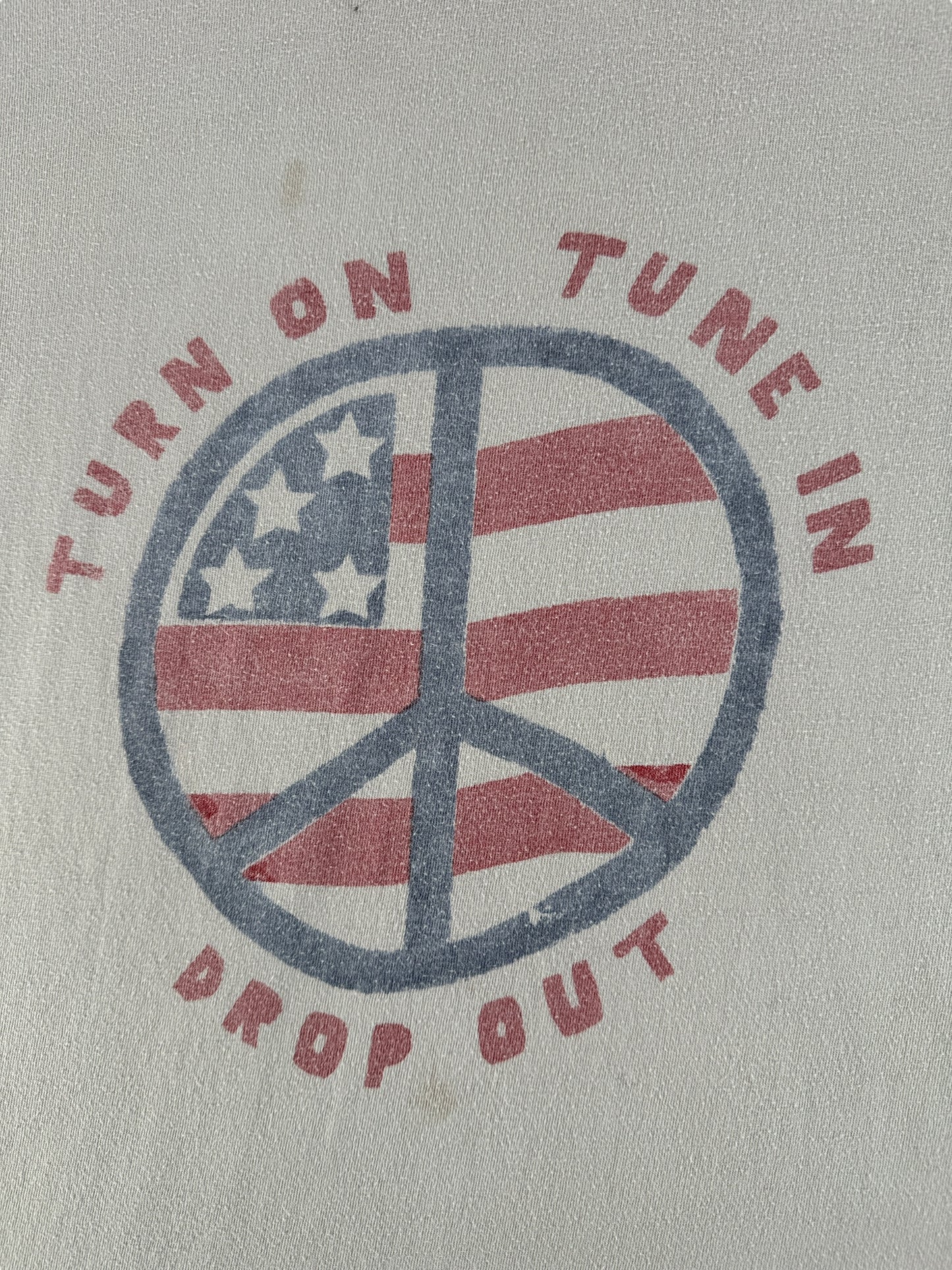 Front Graphic on Vintage Turn On Tune In Drop Out Tee SZ M AS IS