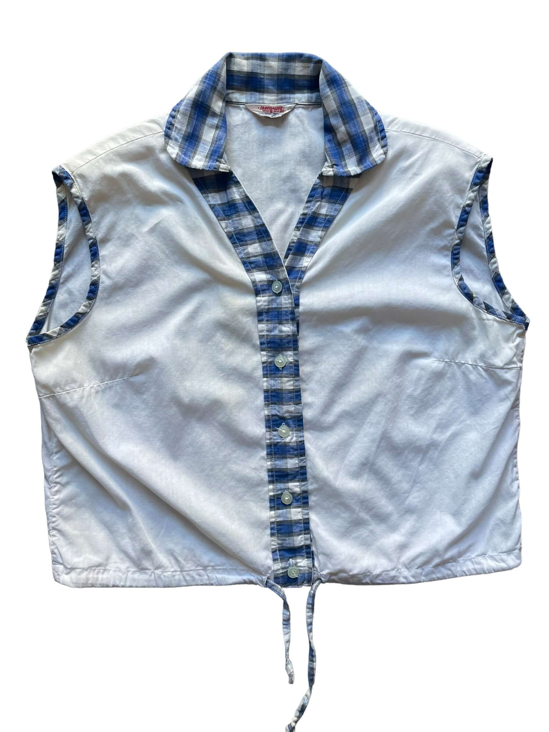 Front1950s White Top with Plaid Trim M-L