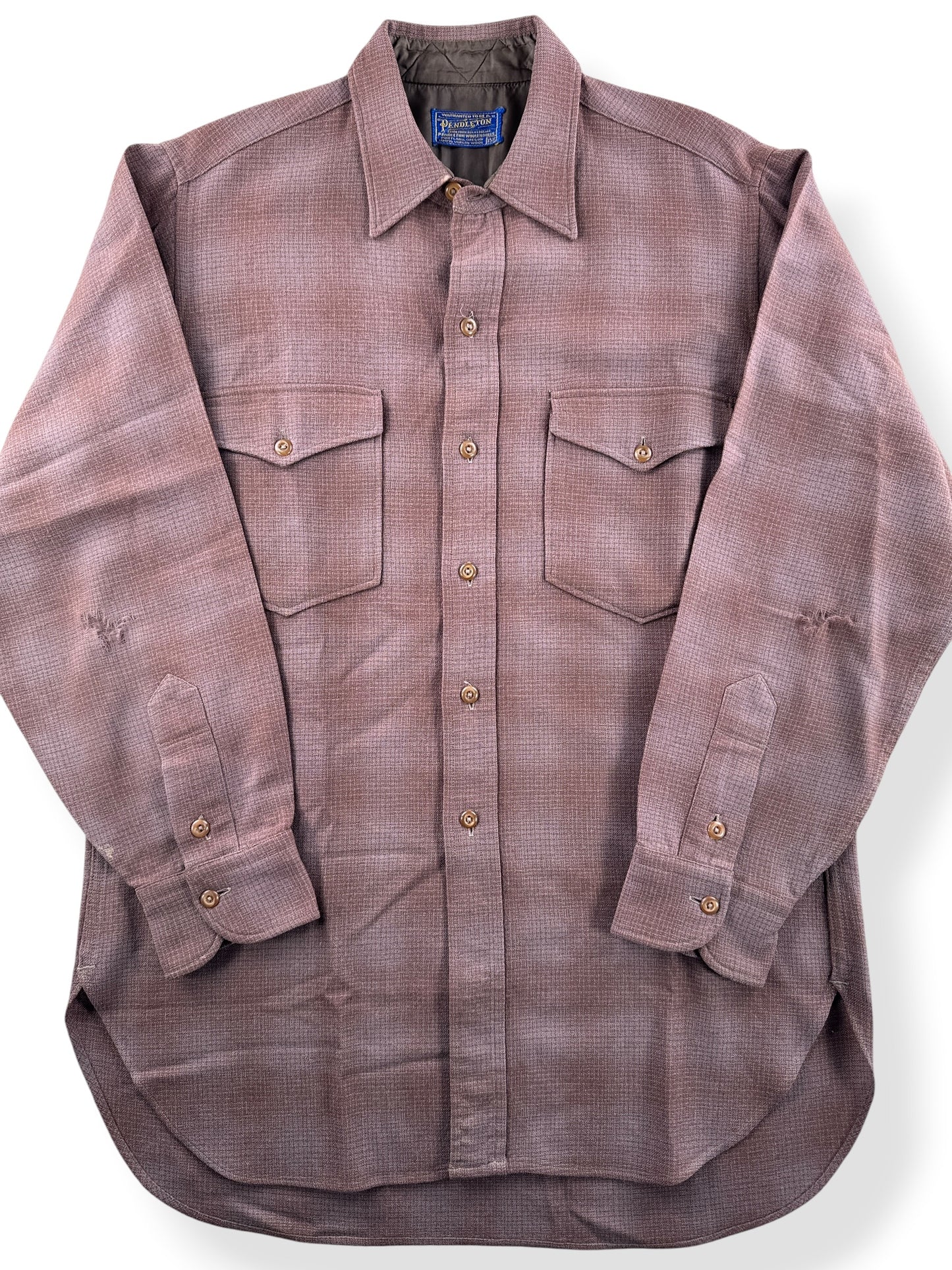 Close-up of Vintage 60s Pendleton Shadow Plaid Flannel SZ M