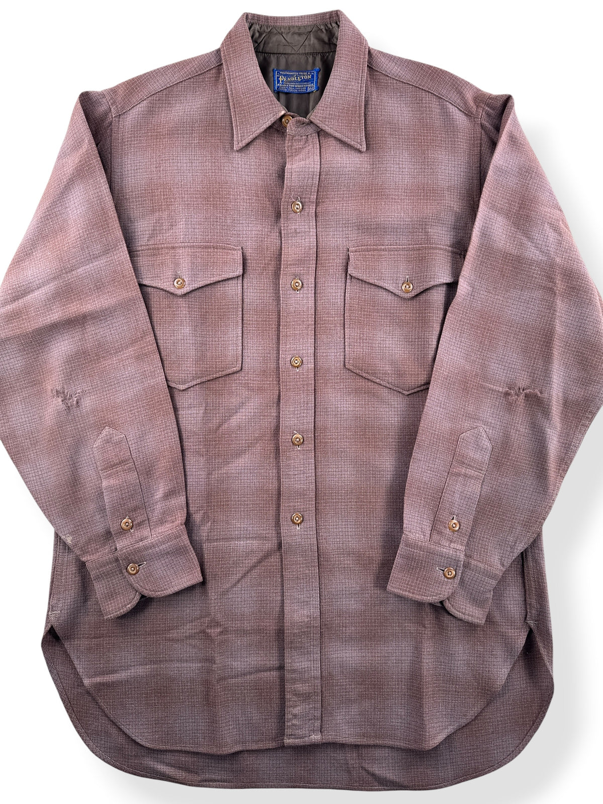 Close-up of Vintage 60s Pendleton Shadow Plaid Flannel SZ M
