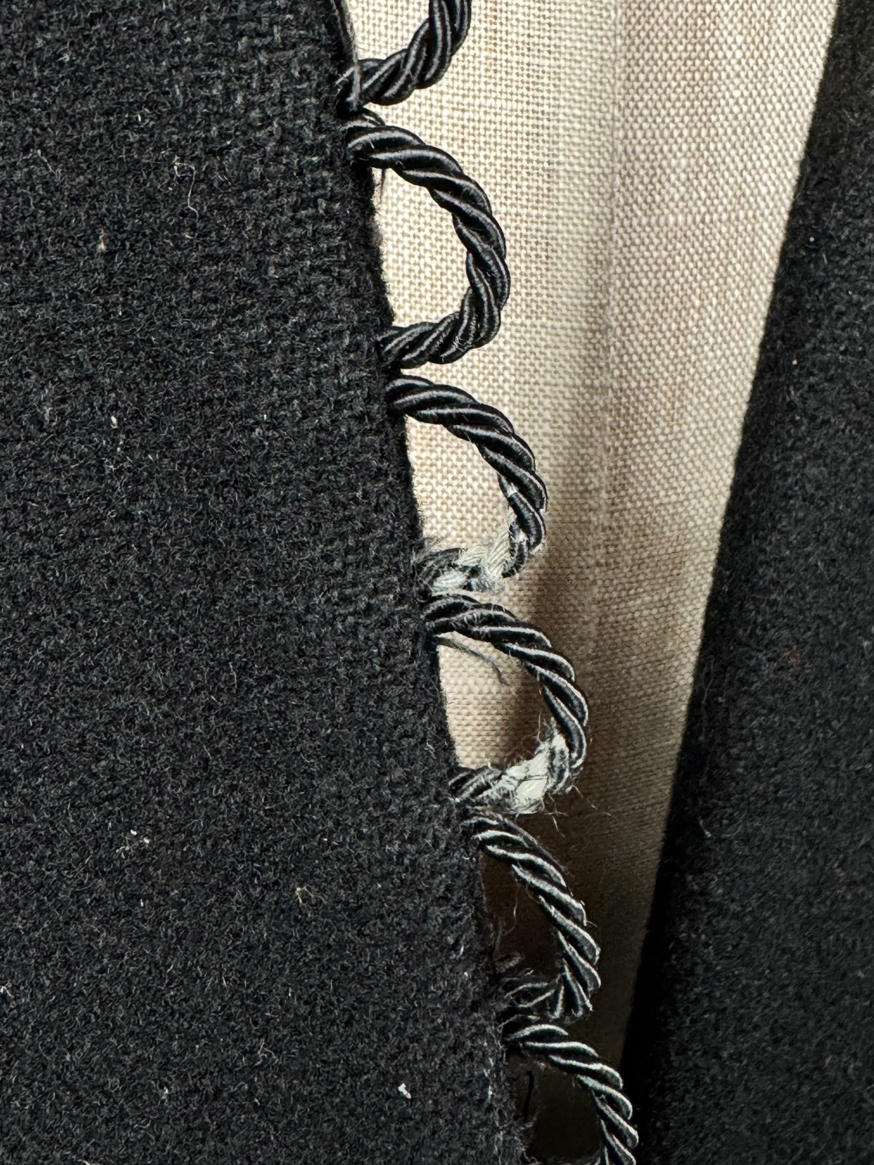 Worn button loops of 1970s Simon Howard Wool Fur Trimmed Coat S