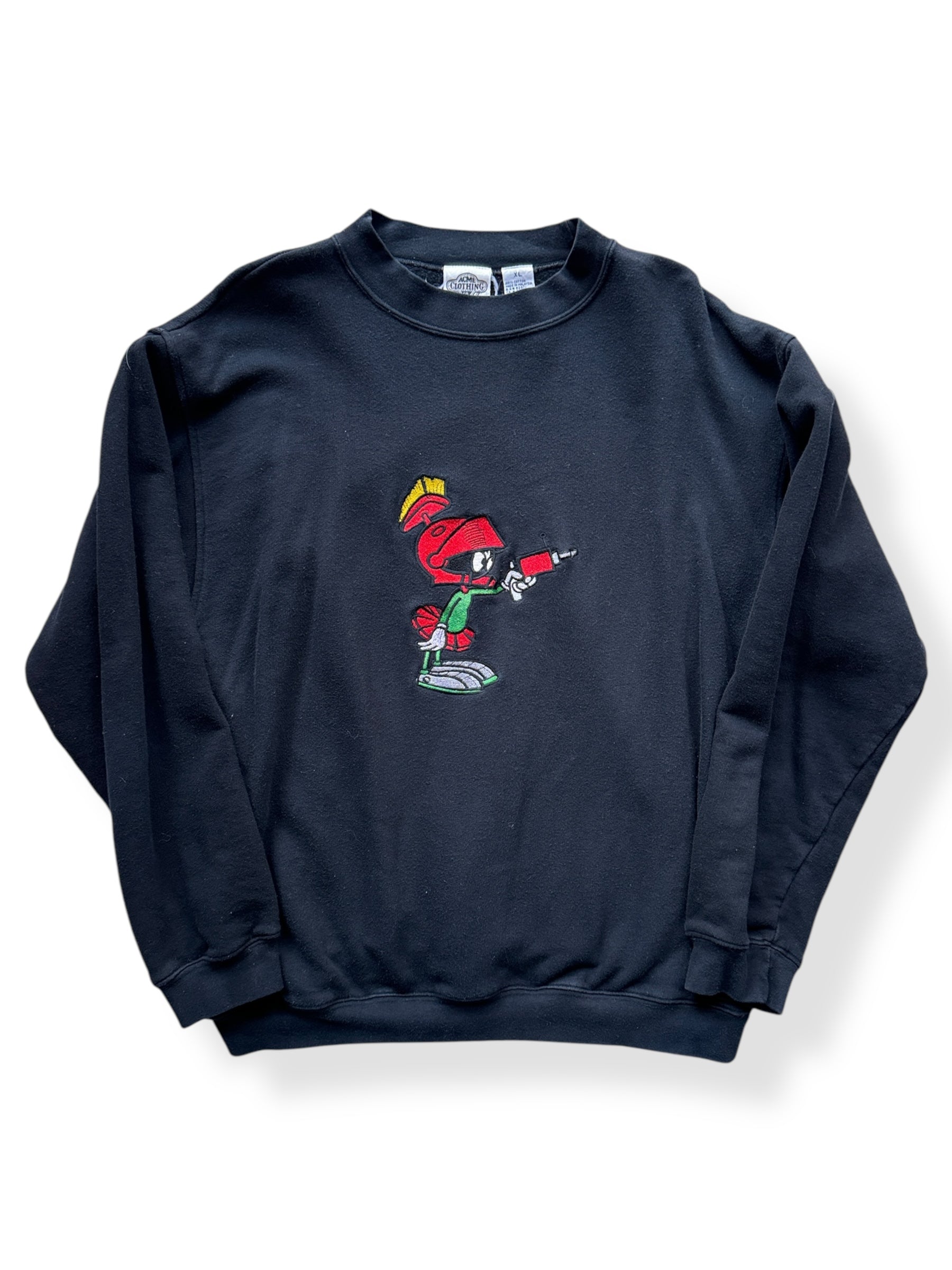 Front of Vintage Marvin the Martian Embroidered Crewneck SZ XL