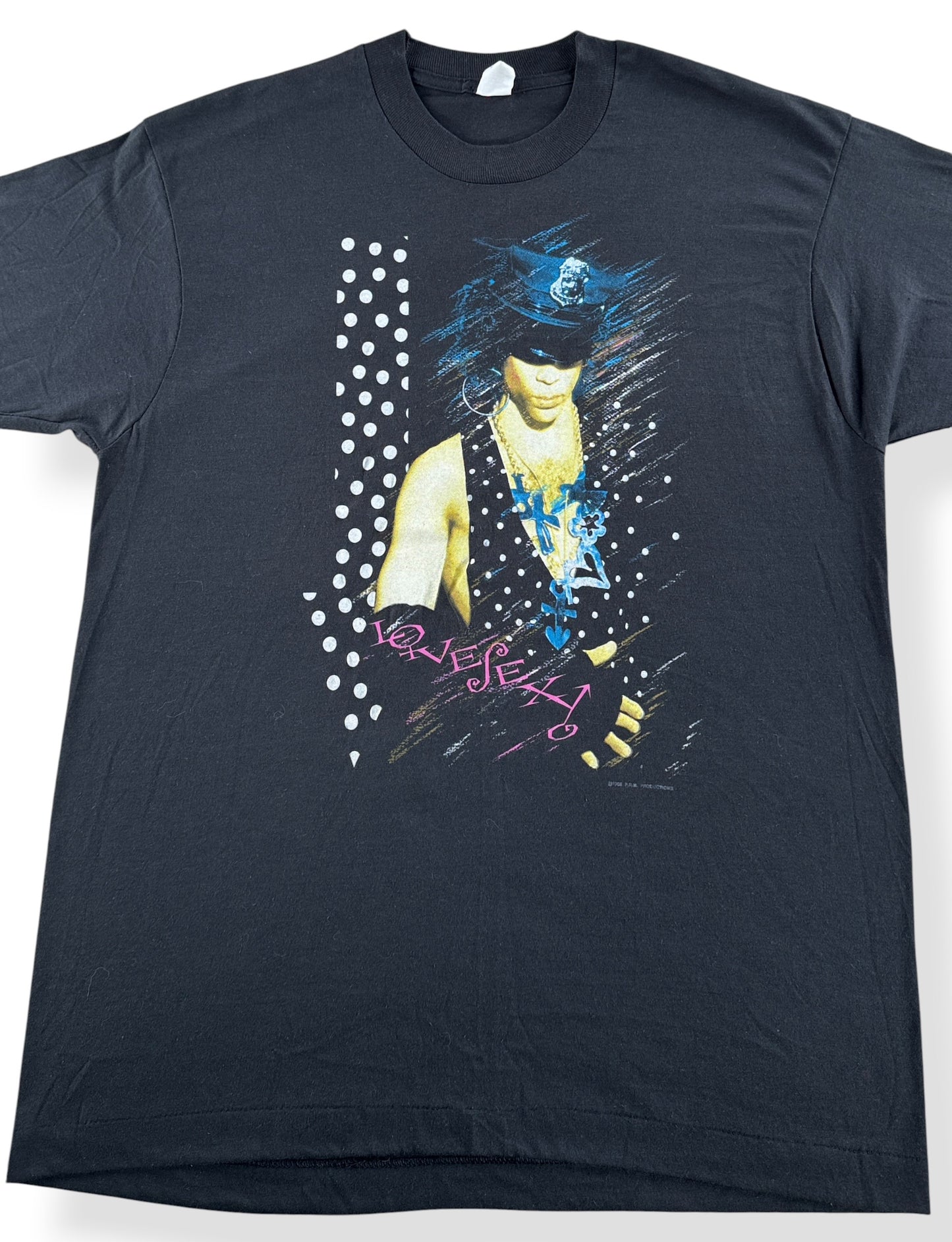 Close-up of Vintage 80's Prince Tee SZ XL (Fits L)