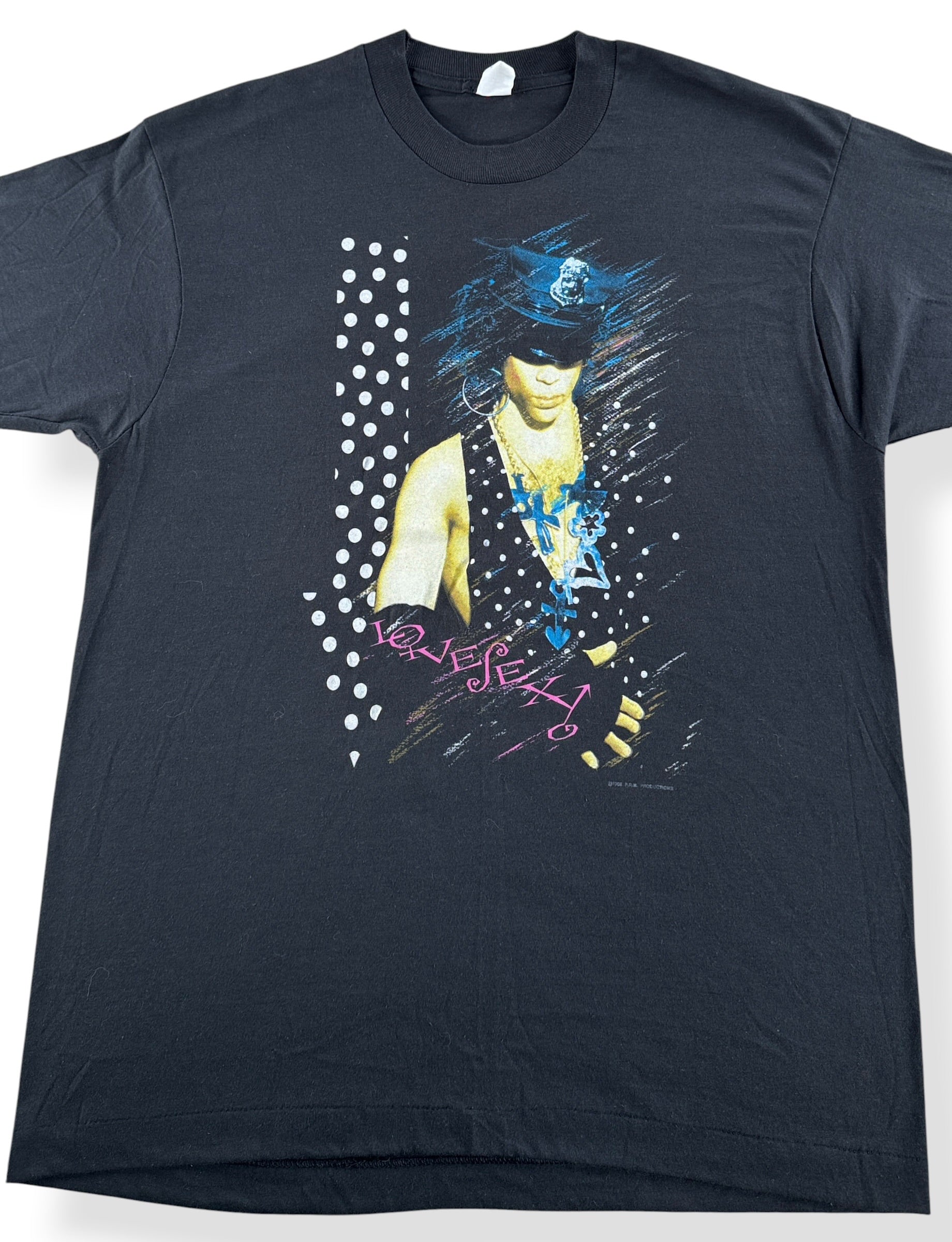 Close-up of Vintage 80's Prince Tee SZ XL (Fits L)