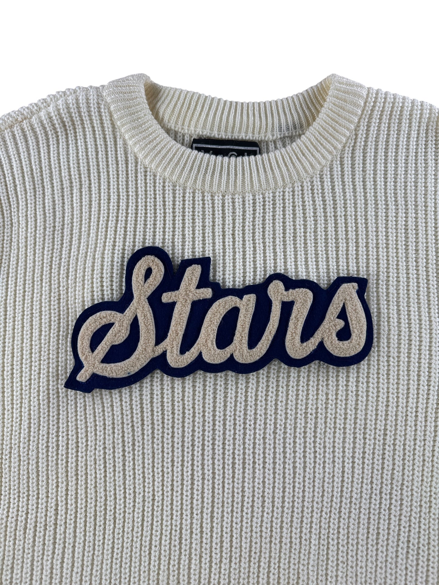 Patch on Vintage 70’s Stars Pep Squad Knit Sweater SZ M