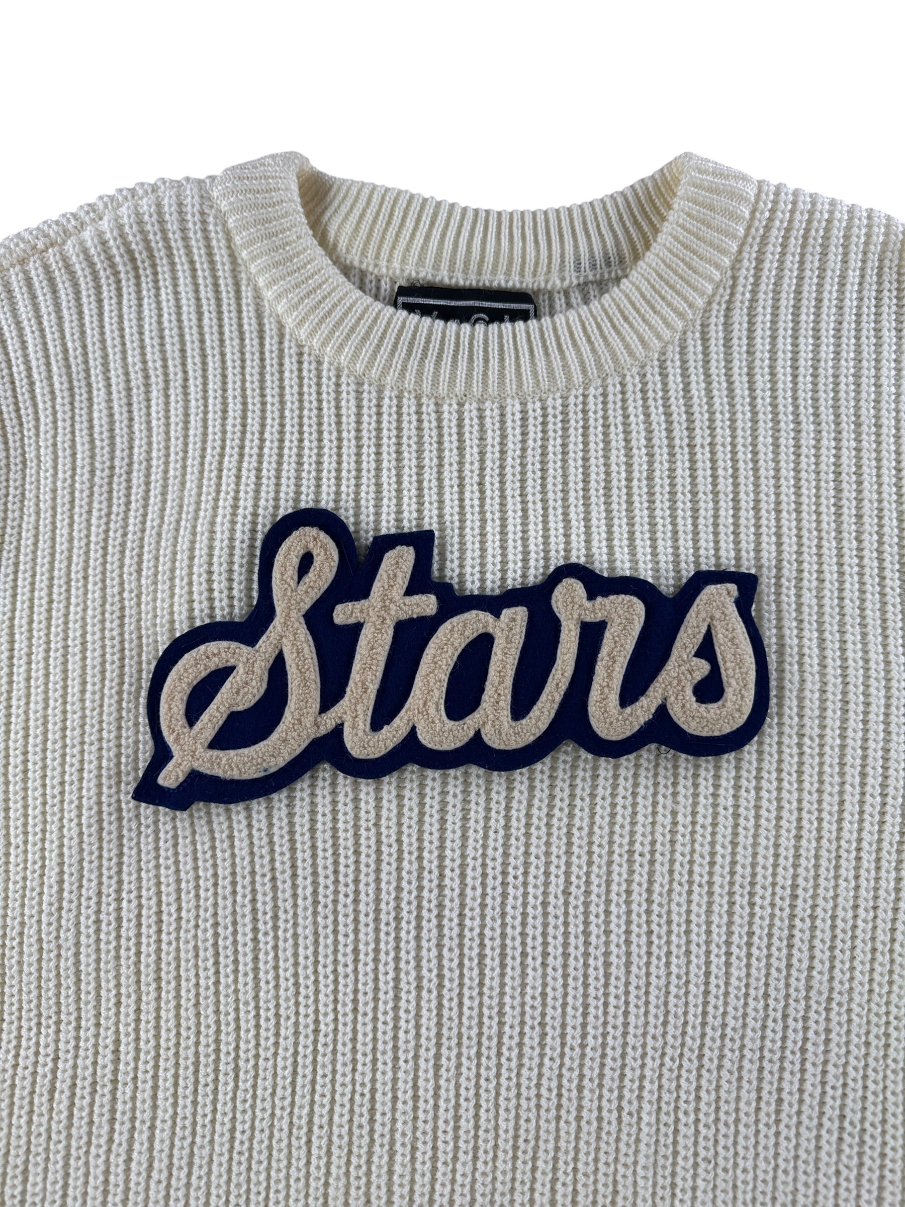 Patch on Vintage 70’s Stars Pep Squad Knit Sweater SZ M