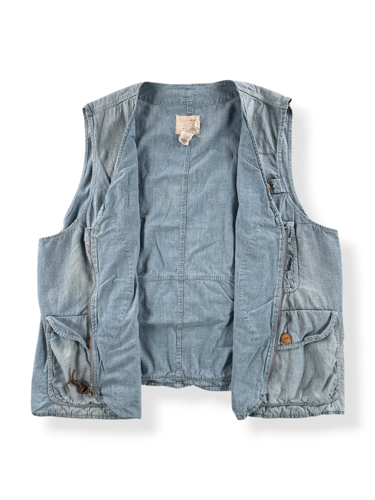 Inside of Vintage Ralph Lauren Half Moon Chambray Vest SZ XXL (Fits XL)