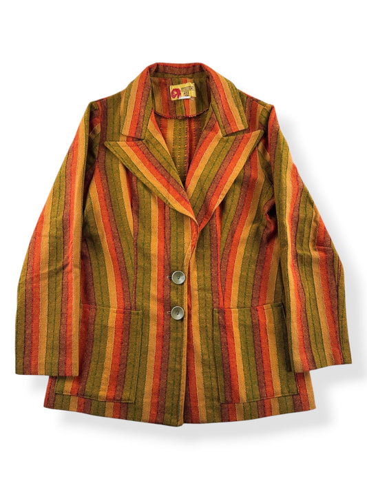 Front of Vintage 70s Patrick Gee Orange Striped Blazer SZ 16