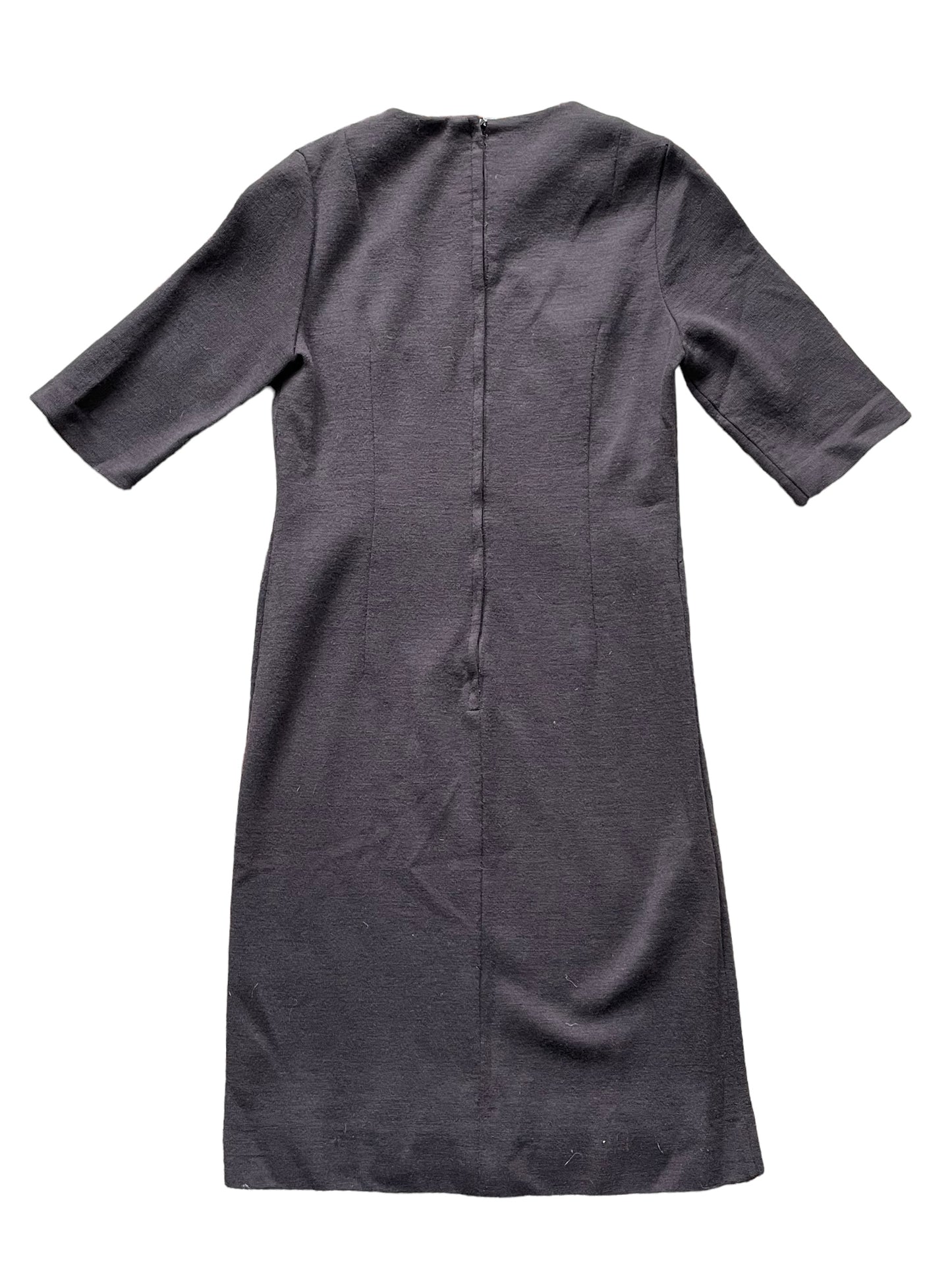 Full back view of Vintage 1950s Brown Wool Wiggle Dress SZ M |  Barn Owl Vintage Dresses | Seattle Vintage Ladies Clothing