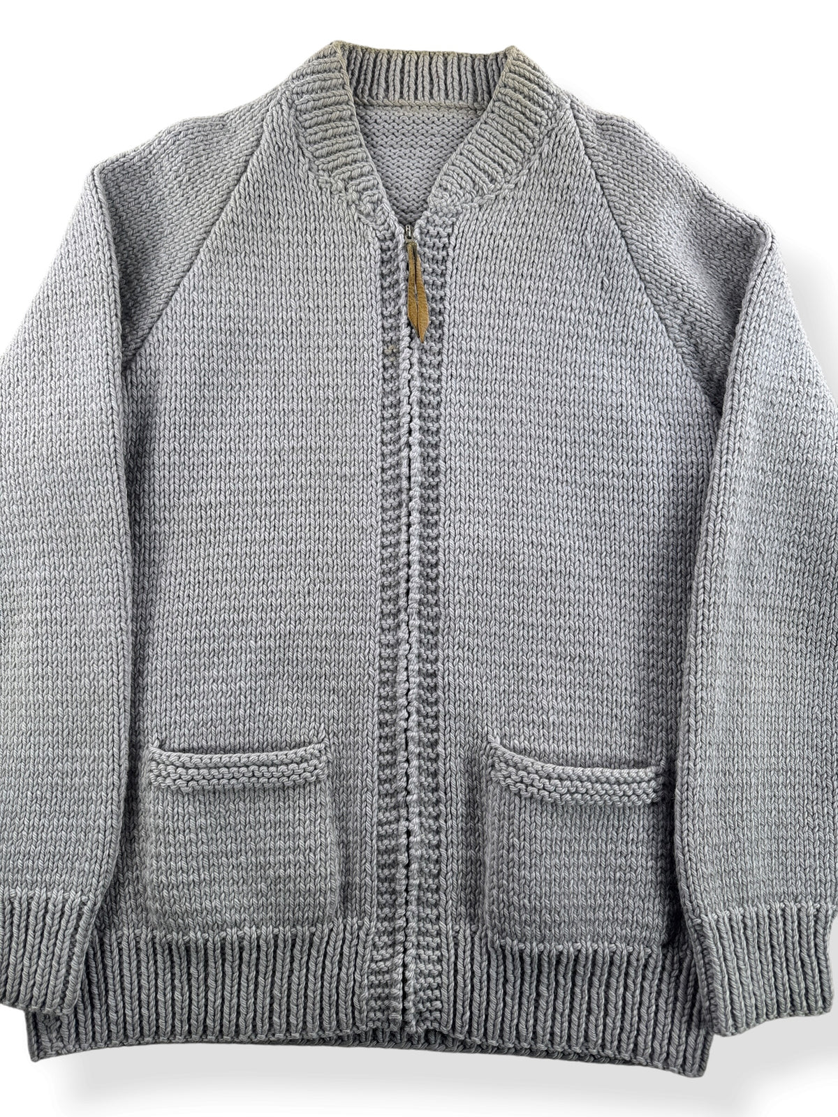 Close-up of Vintage 50s Firetruck Cowichan Style Sweater SZ L