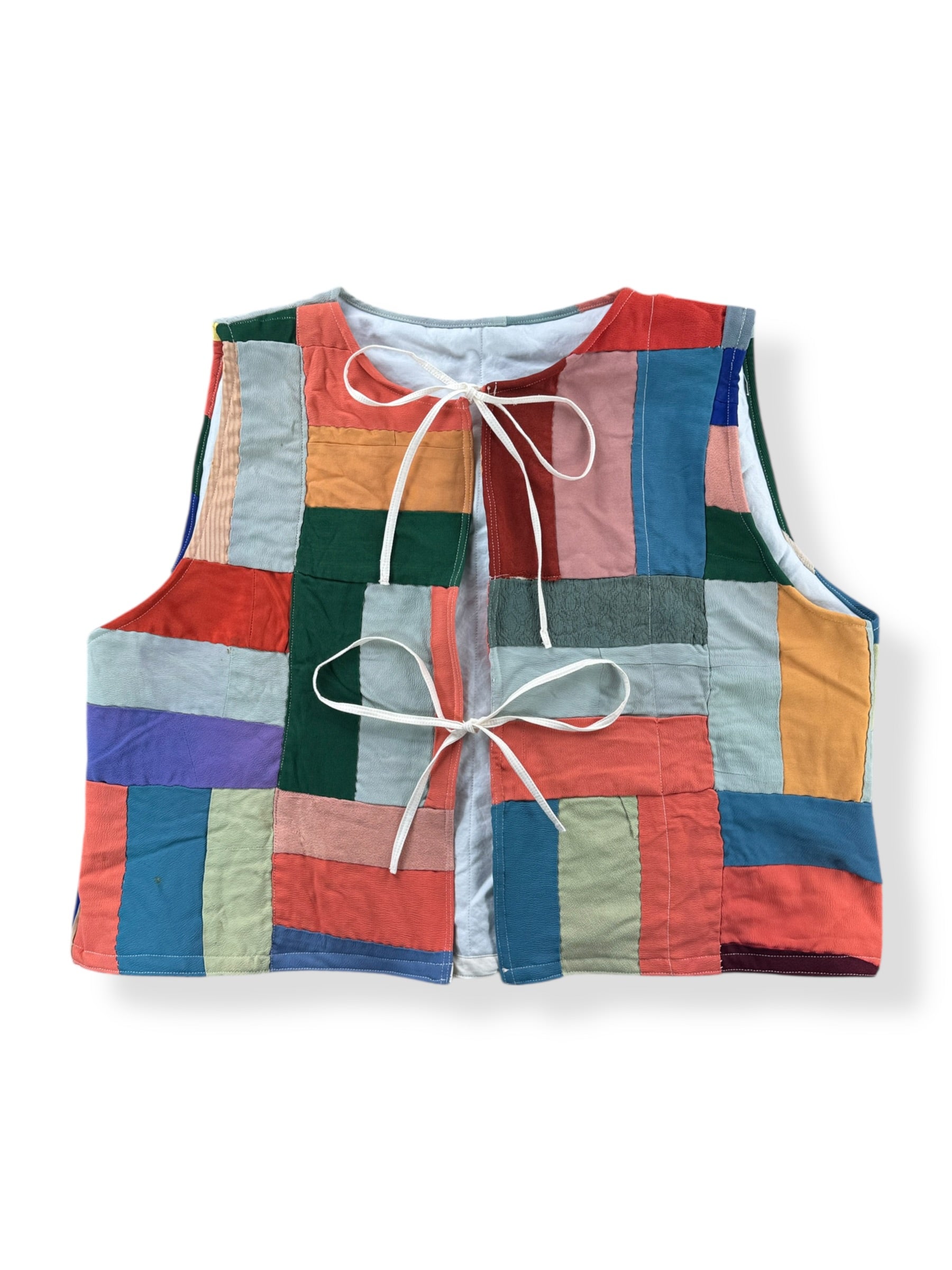 Front of Archive Craft X Barn Owl Vintage Quilt Tie Tank SZ L