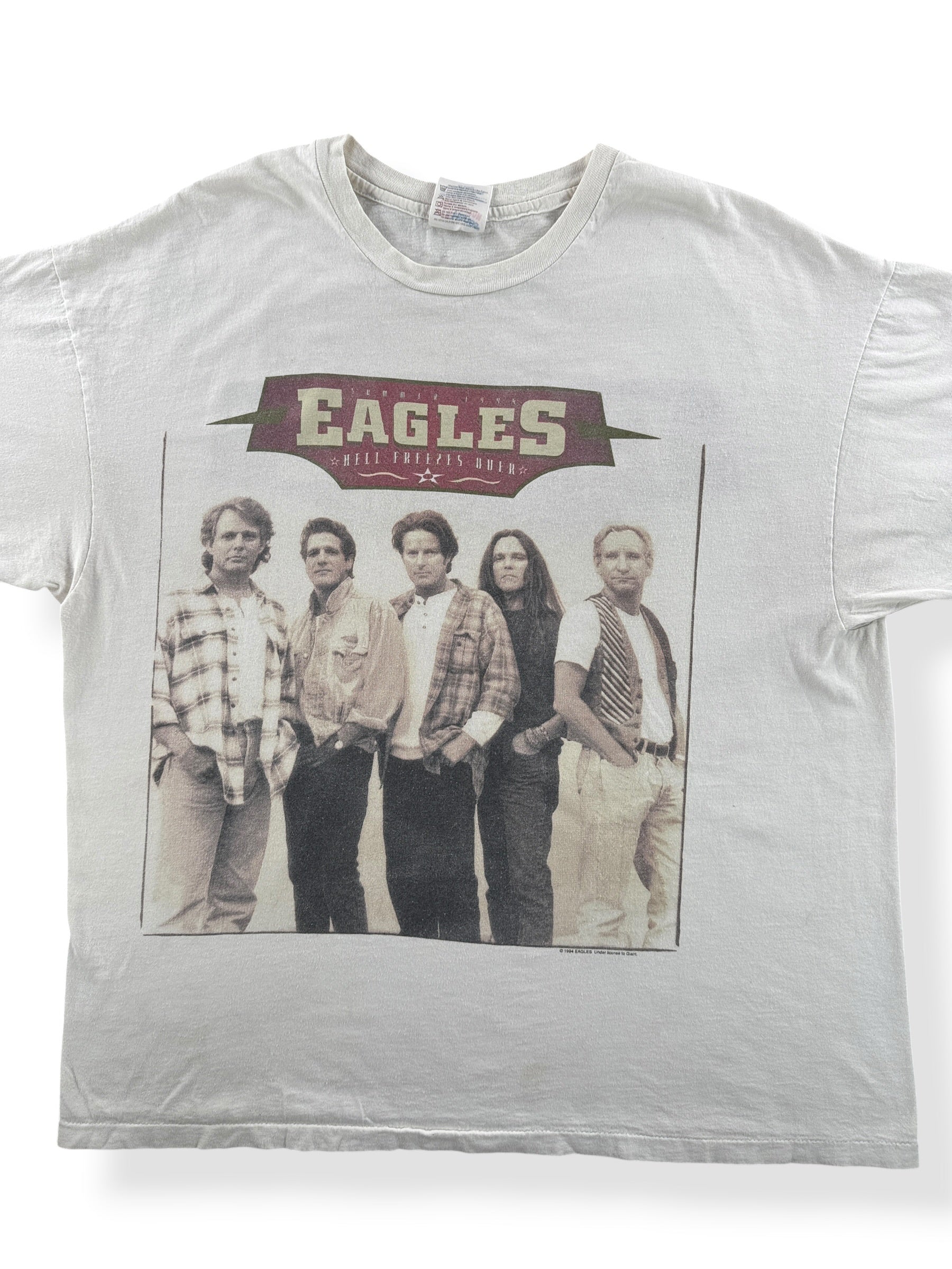 Front Close Up of Vintage Eagles Hell Freezes Over Tee SZ XXL (Fits XL)