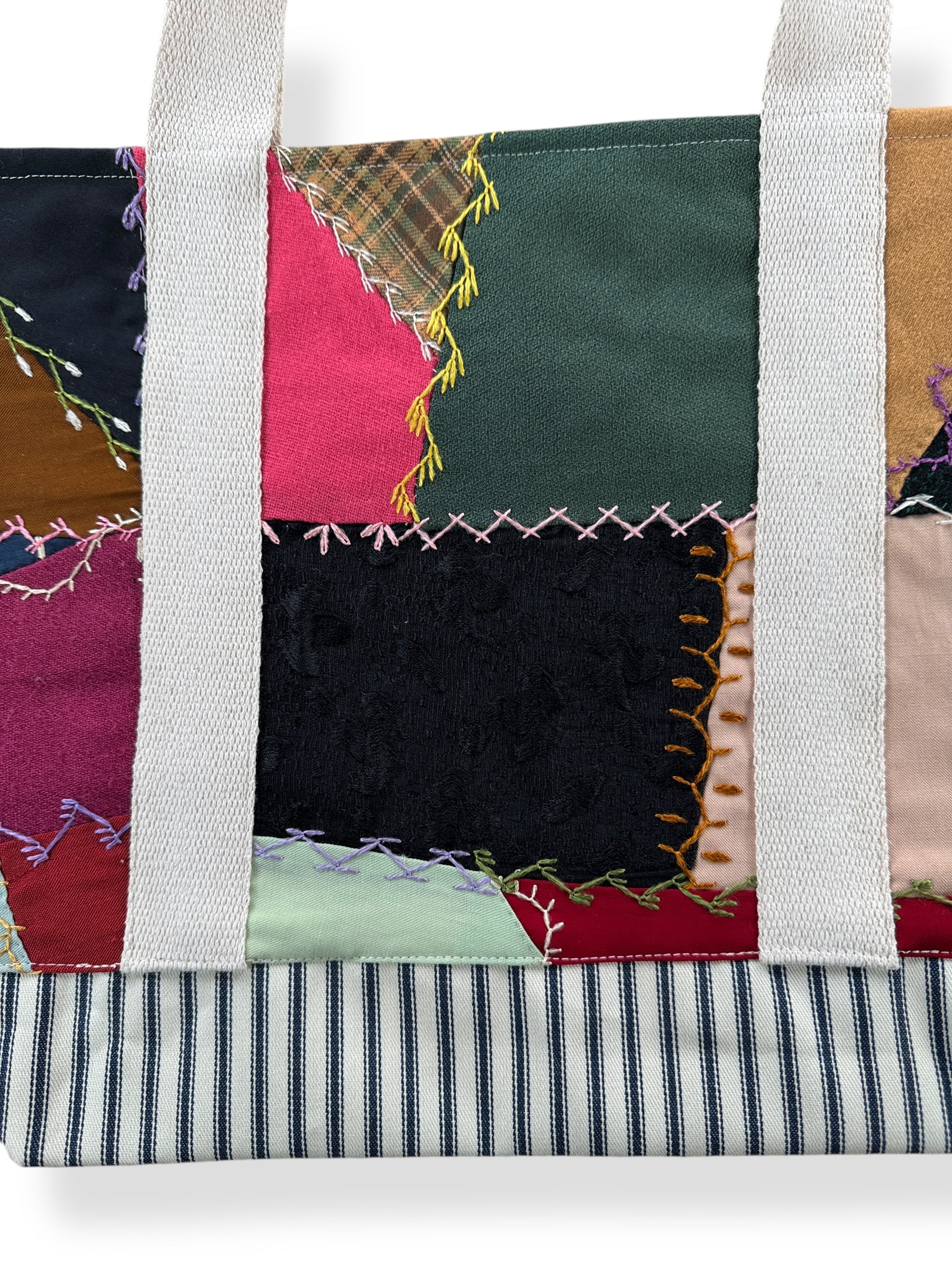 Close Up of Archive Craft X Barn Owl Vintage Quilt Tote Bag
