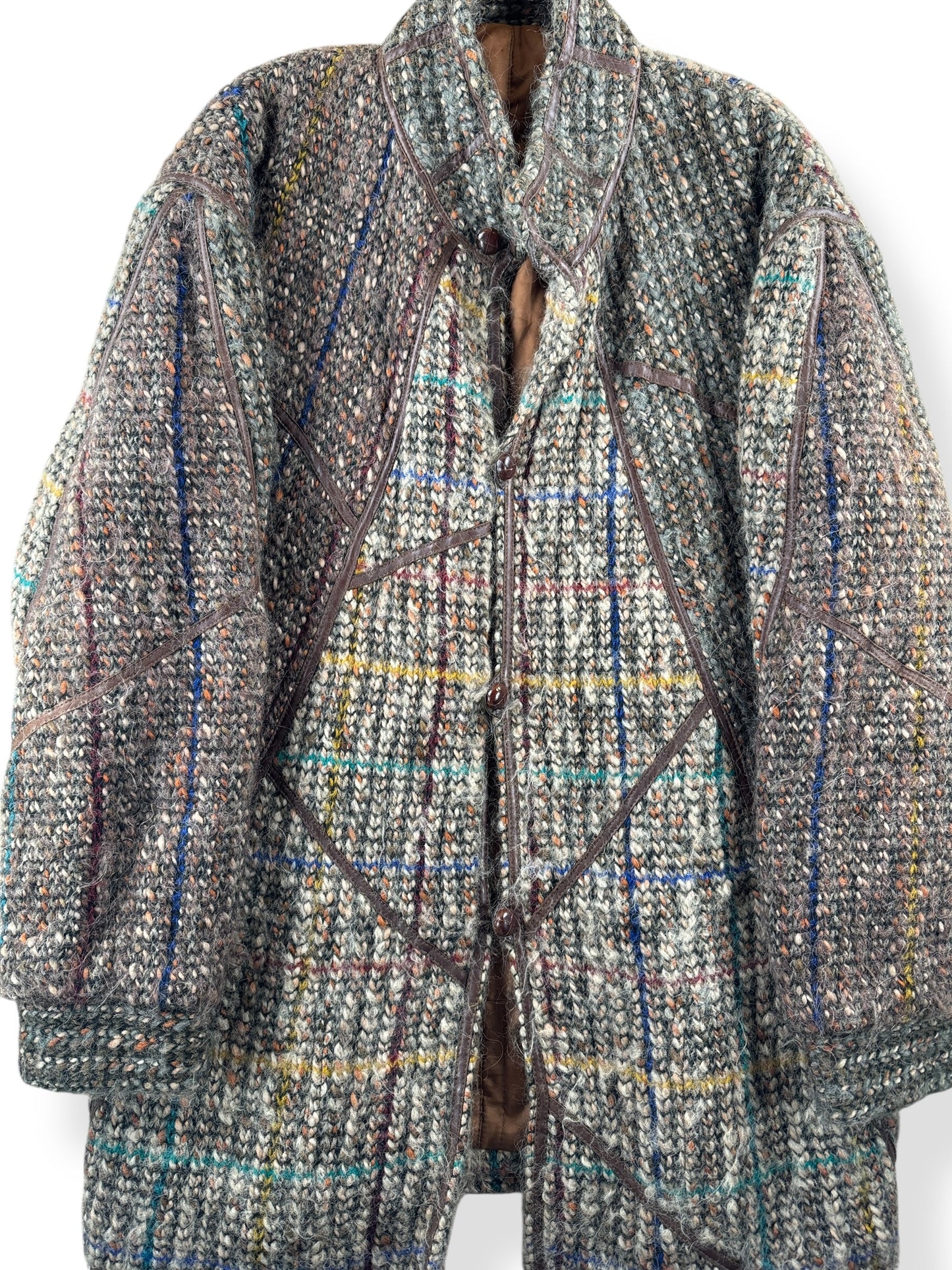 Front Close Up of Vintage Angora Wool Jacket SZ L
