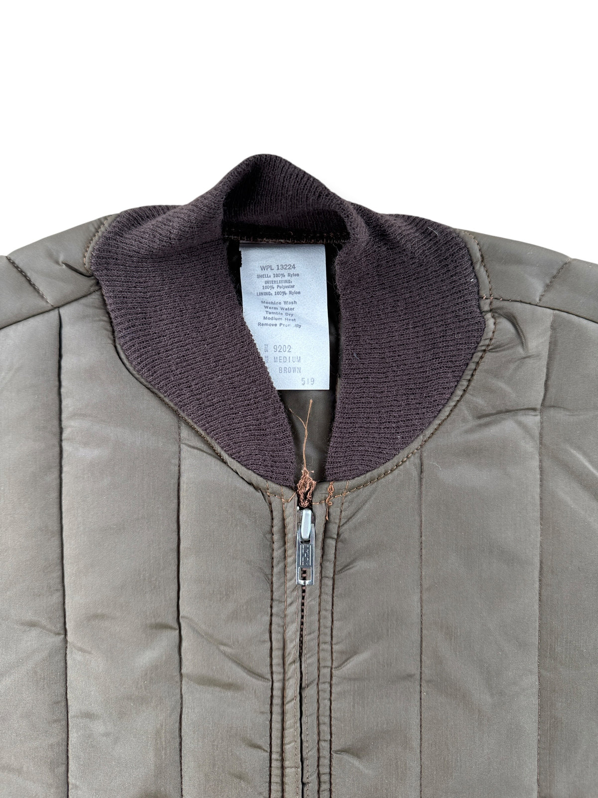 Collar on Vintage Quilted Brown Vest SZ M
