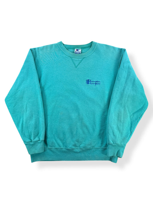 Front of Vintage Champion Reverse Weave Teal Crewneck SZ XL (Fits L)