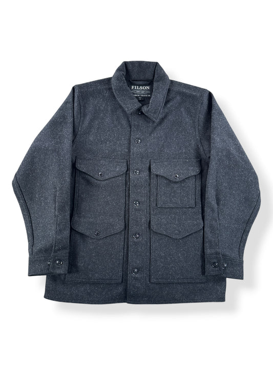 Front of Filson Charcoal Mackinaw Wool Cruiser SZ M