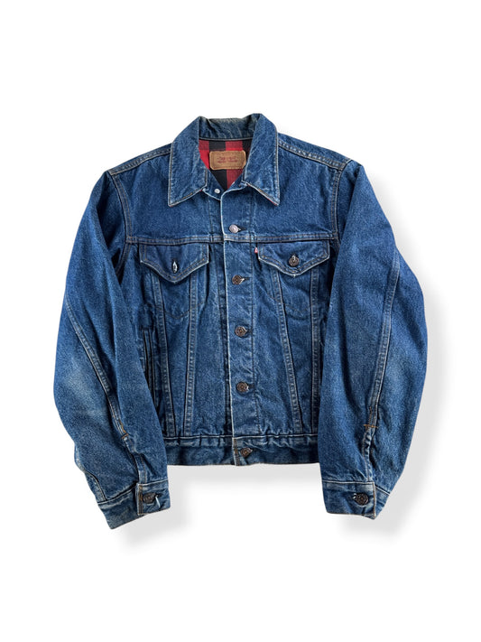 Front of Vintage 80's Levi's Type 3 Flannel Lined Denim Jacket SZ 40