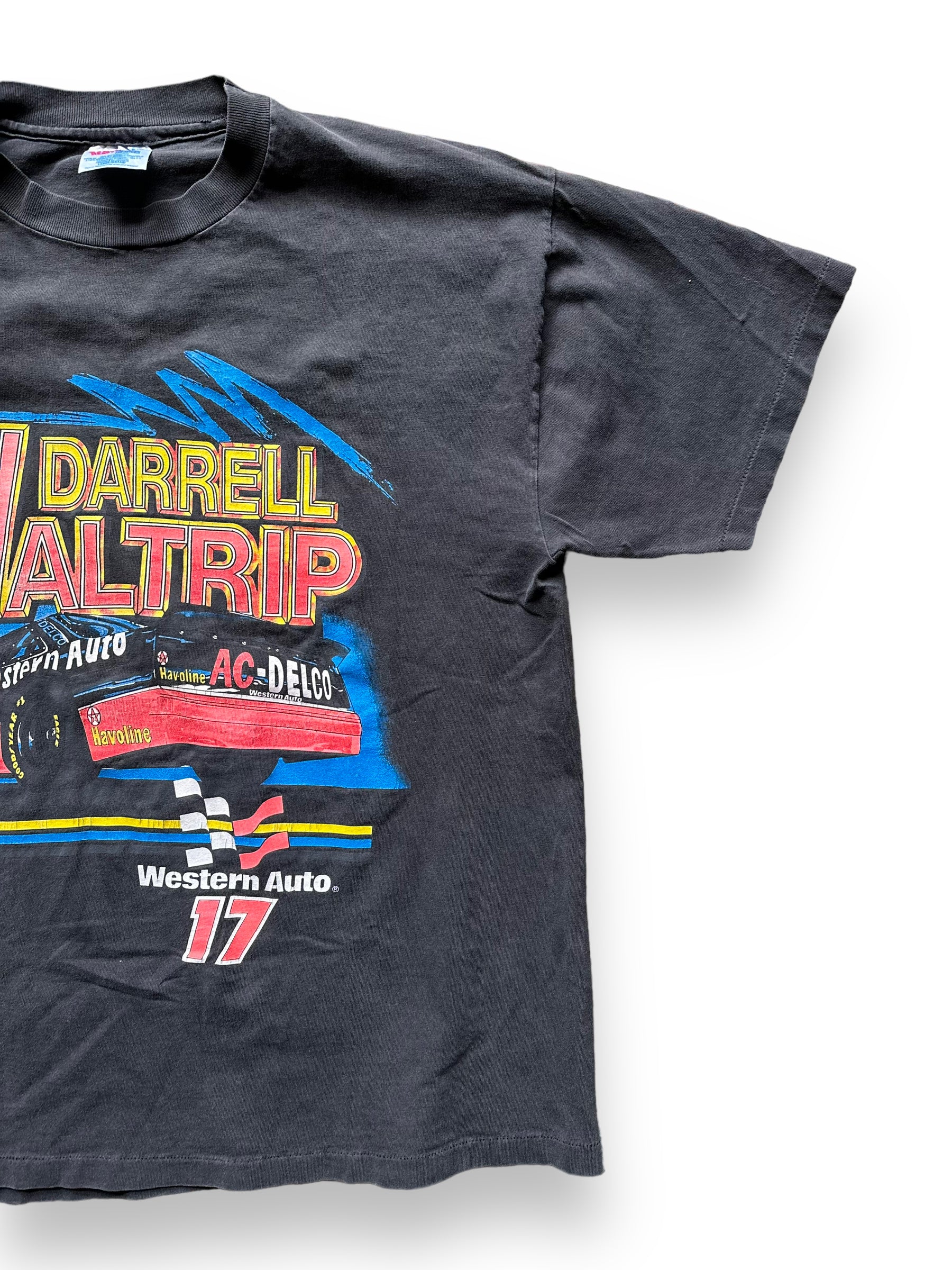 Front Left View of Vintage Darrell Waltrip Racing Tee Size L | Vintage NASCAR Tee | Barn Owl Vintage Seattle