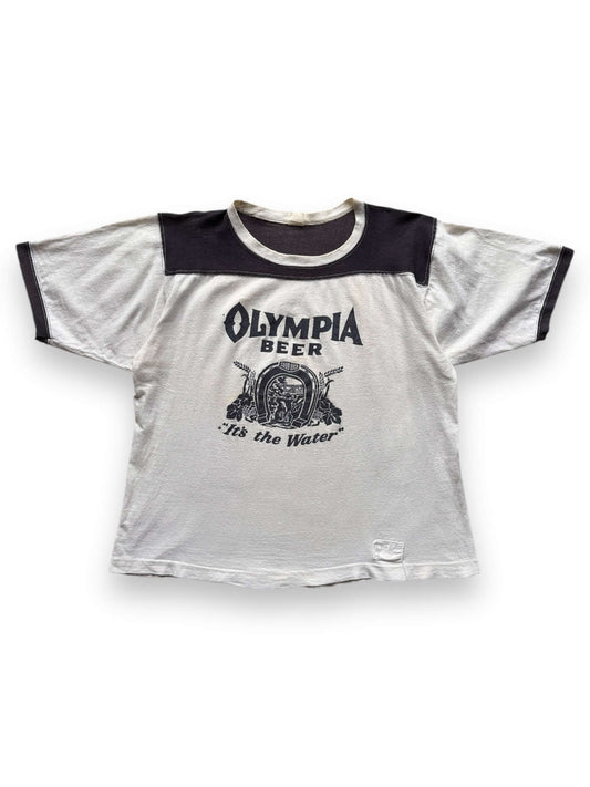 front of Vintage Olympia Beer "It's The Water" Football Jersey SZ XL