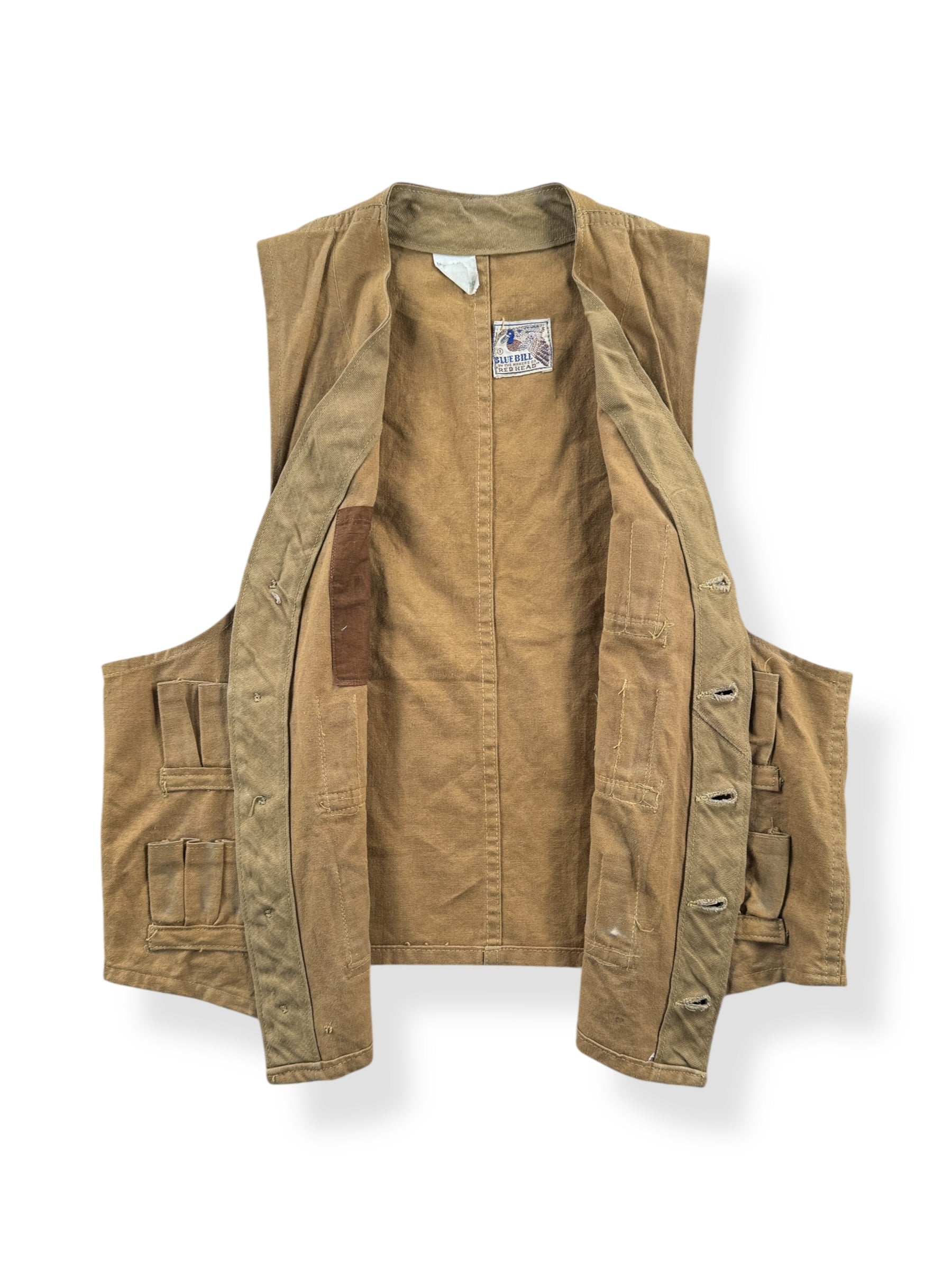 Inside of Vintage Blue Bill Hunting Vest SZ 38