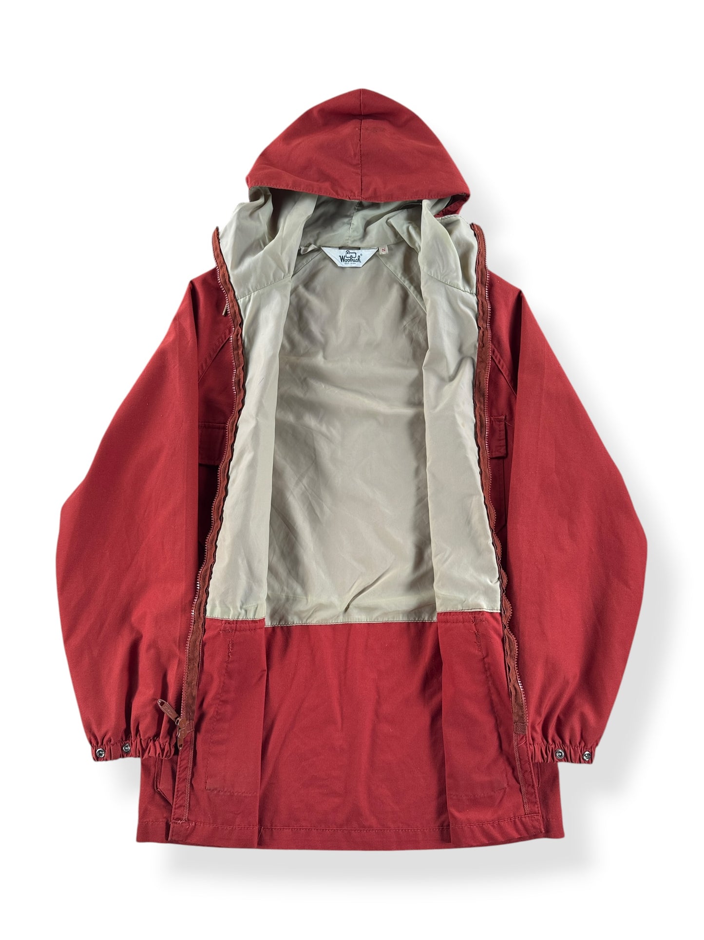 Inside of Vintage Woolrich Brick Red Parka SZ S