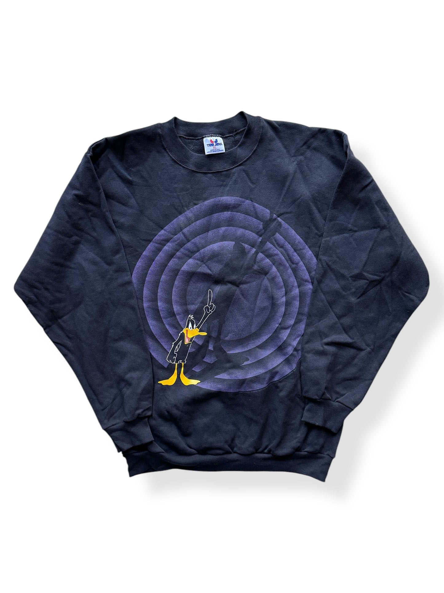 Front of Vintage Daffy Duck Spotlight Crewneck SZ XL