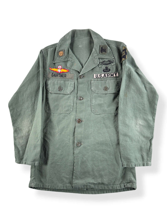 Front of Vintage 60s Vietnam War OG-107 Fatigue Shirt SZ S