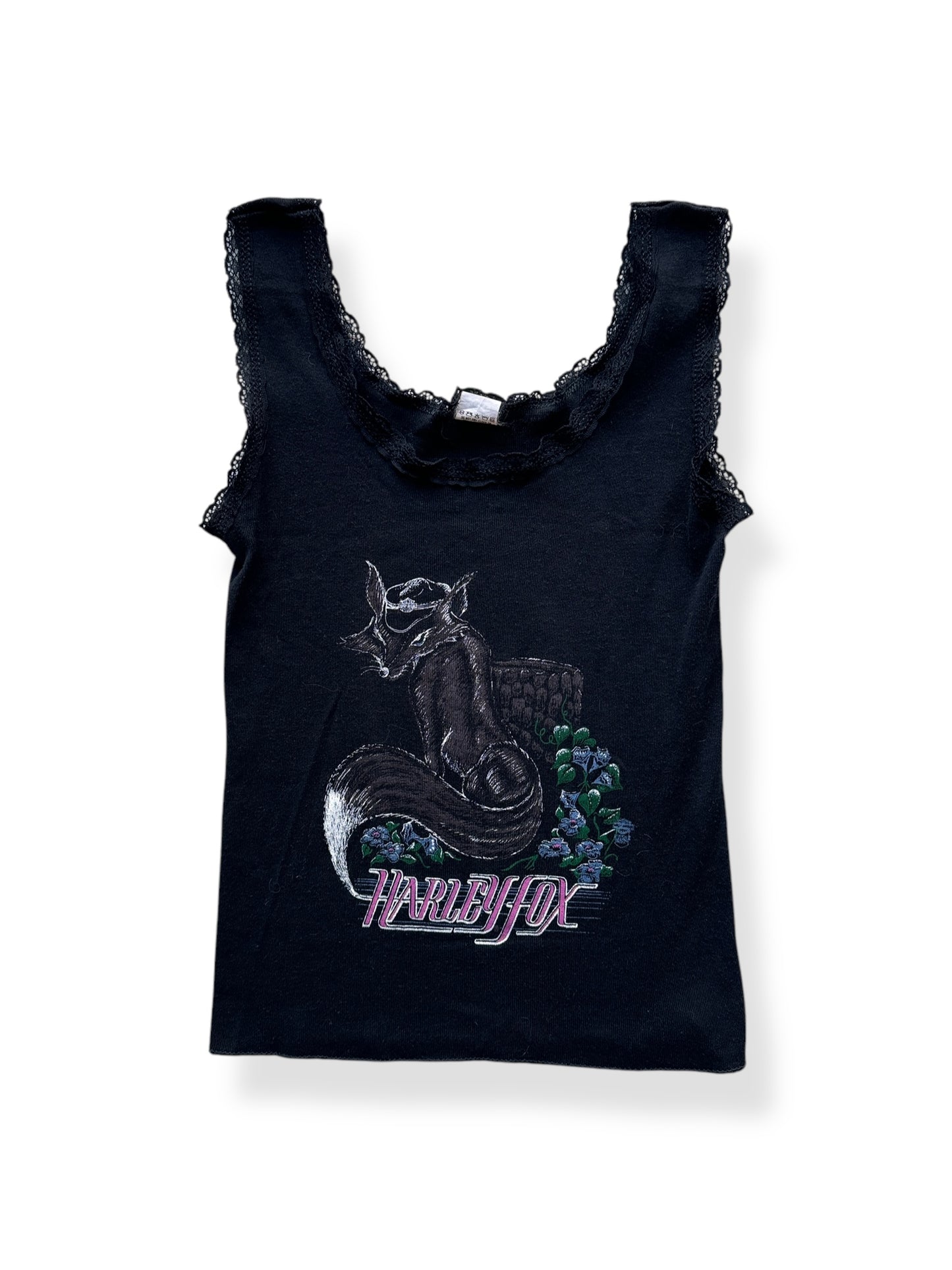 Front of Vintage Ladies Frontier Harley Davidson Harley Fox Tank Top SZ L