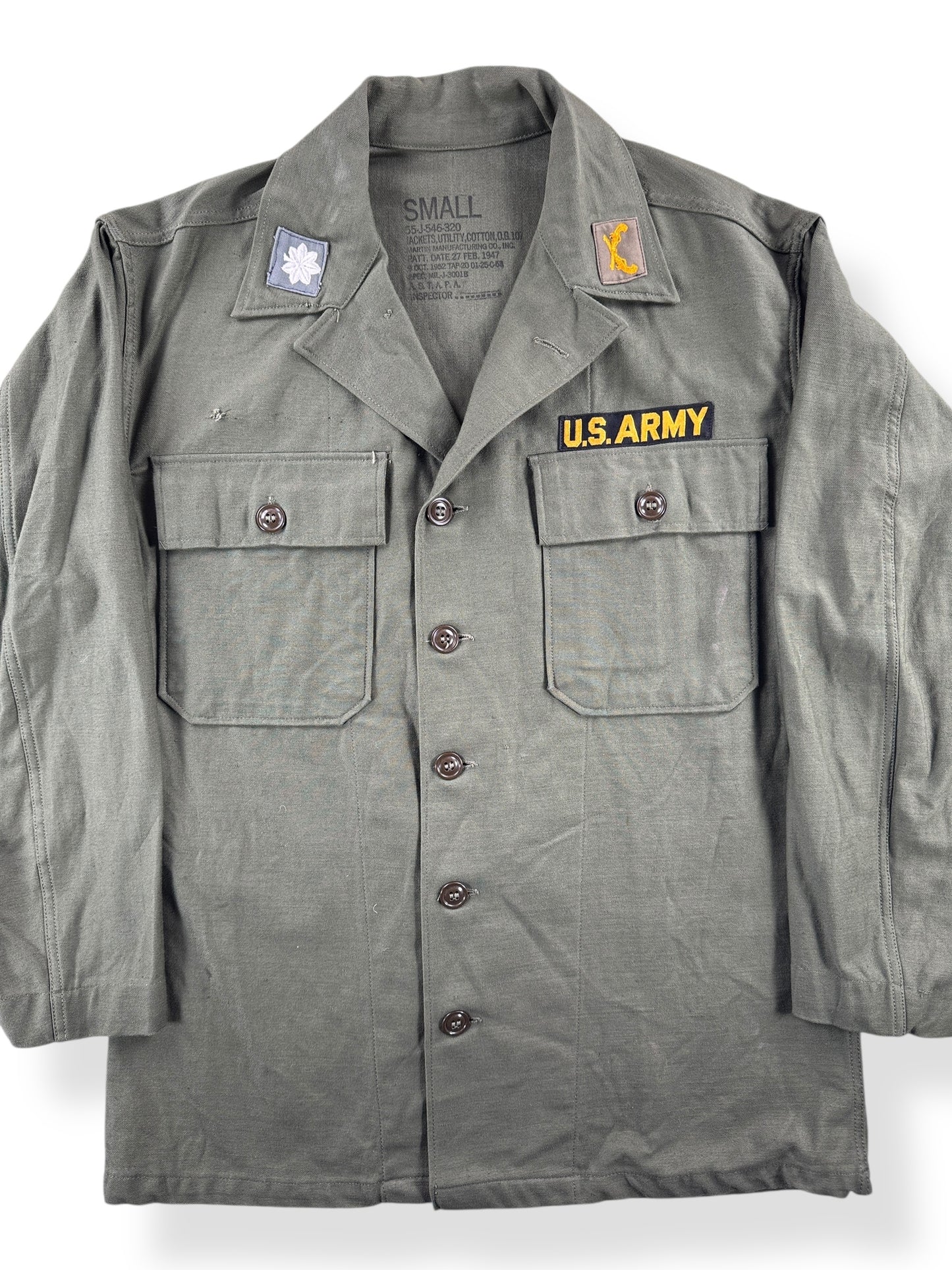 Front Close Up of Vintage Korean War OG 107 Top SZ S