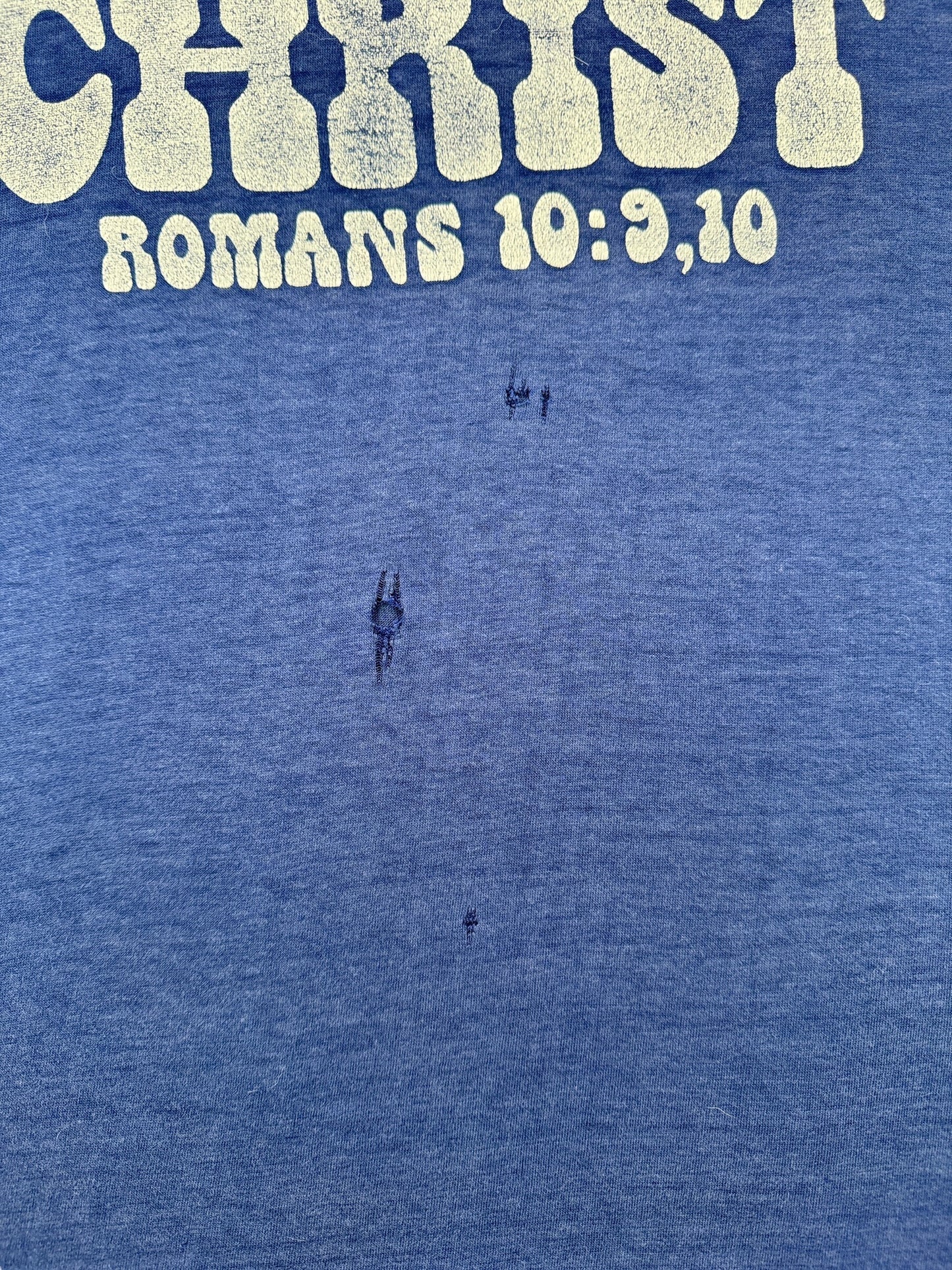 Holes on Vintage I Believe In Jesus Christ Tee SZ M