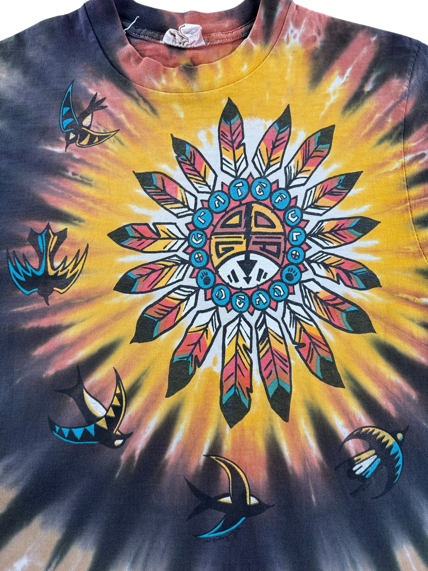 Graphic of Vintage Grateful Dead Liquid Blue Native Art Tee SZ L (Fits S)