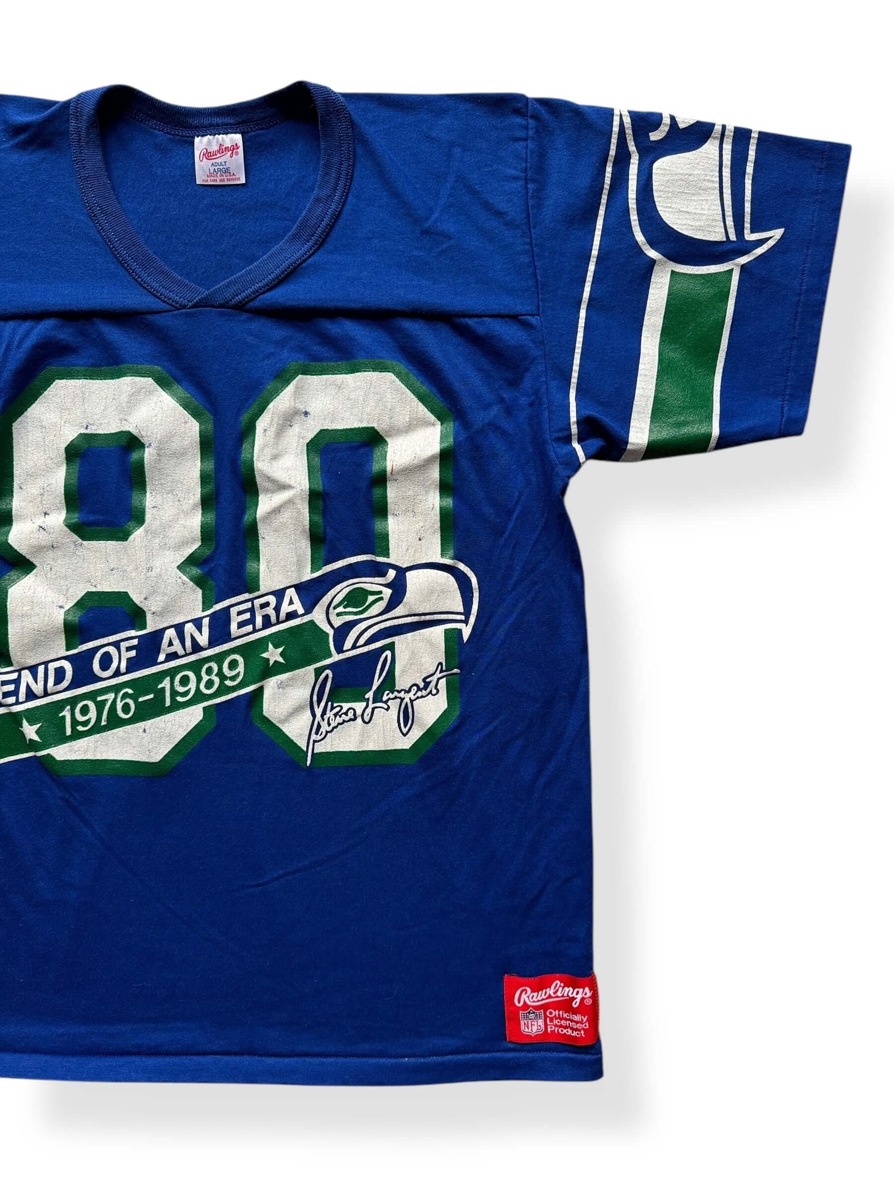 Front Left of Vintage Steve Largent Retirement Jersey SZ L