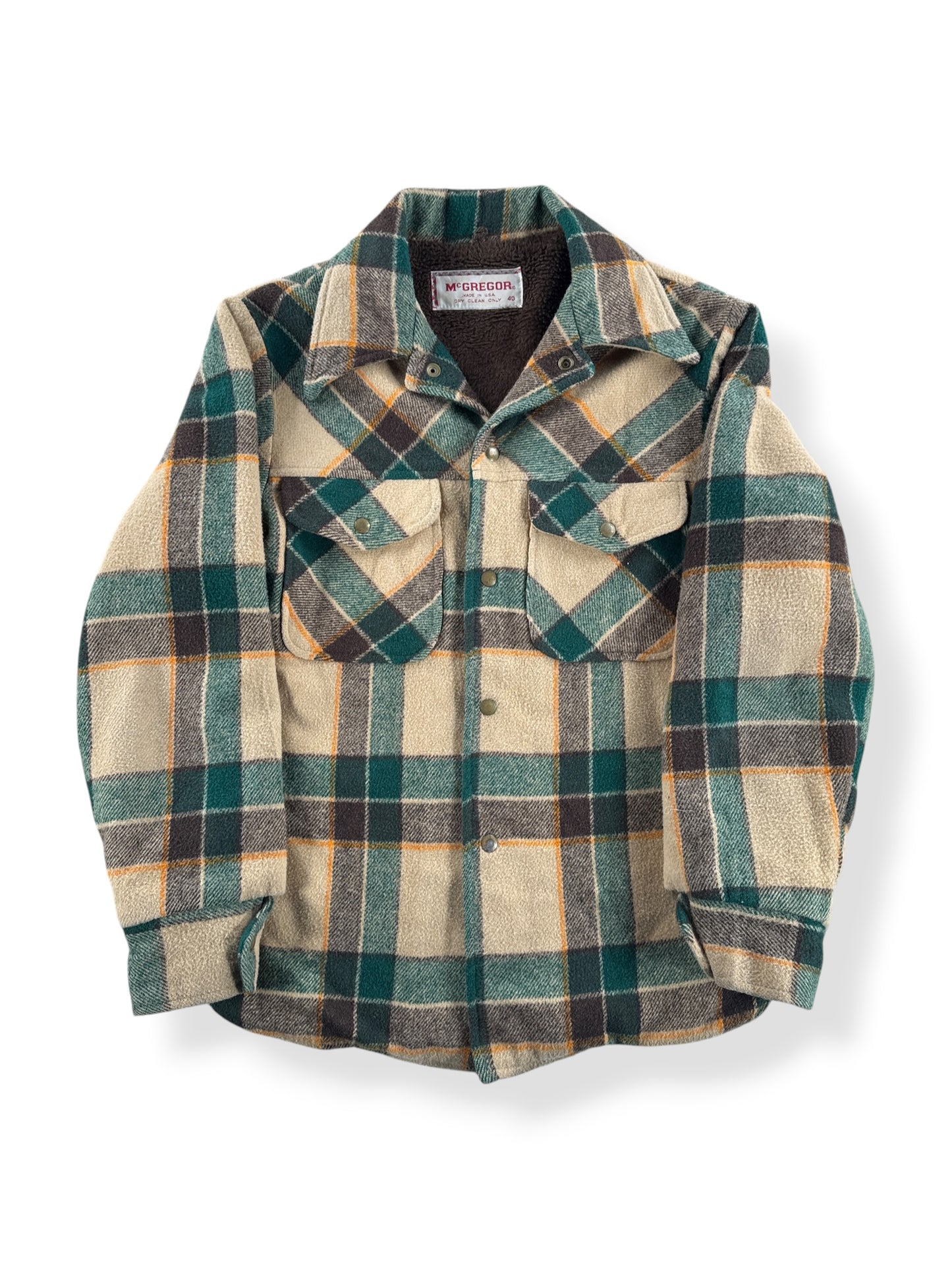 Front of Vintage McGregor Fleece Lined Plaid Jacket SZ 40