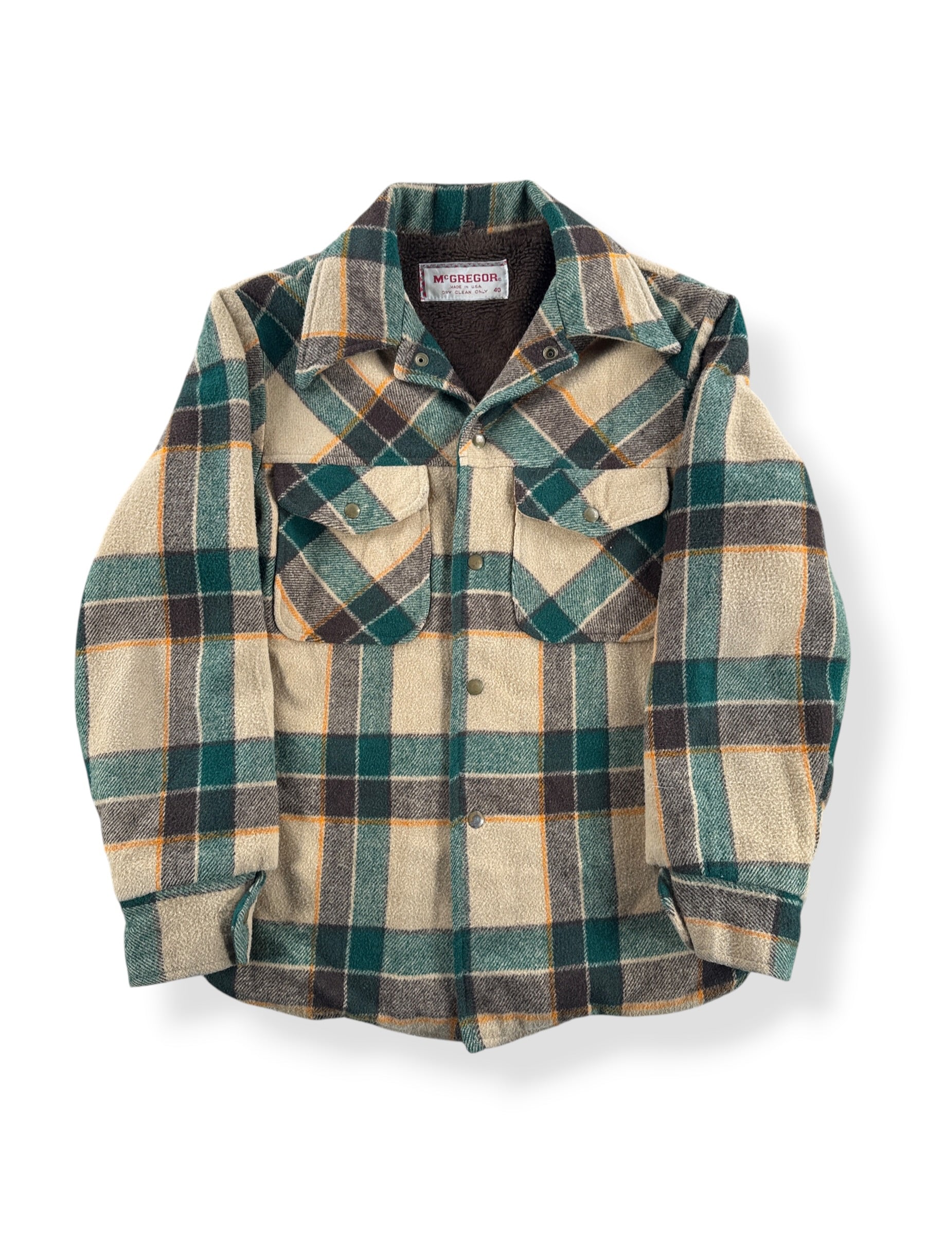 Front of Vintage McGregor Fleece Lined Plaid Jacket SZ 40