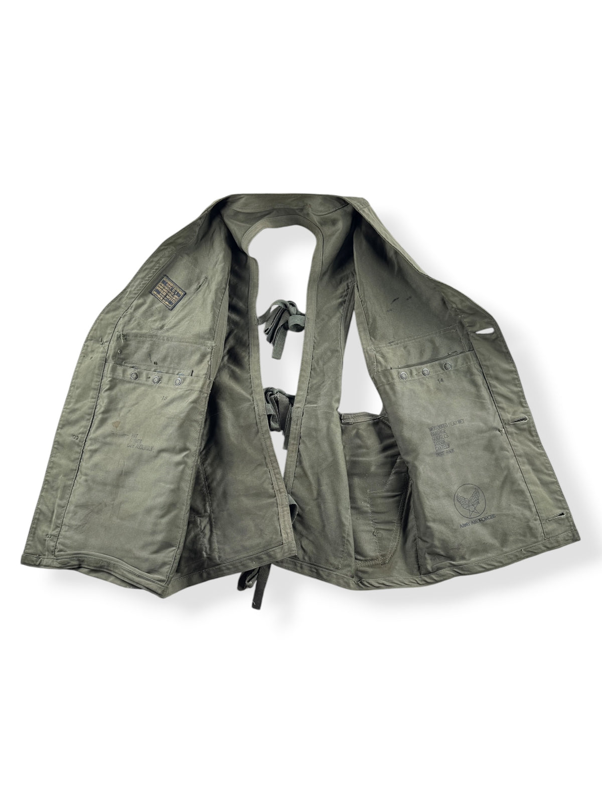Inside of Vintage WWII US Army Air Forces Flight Survival Vest SZ S