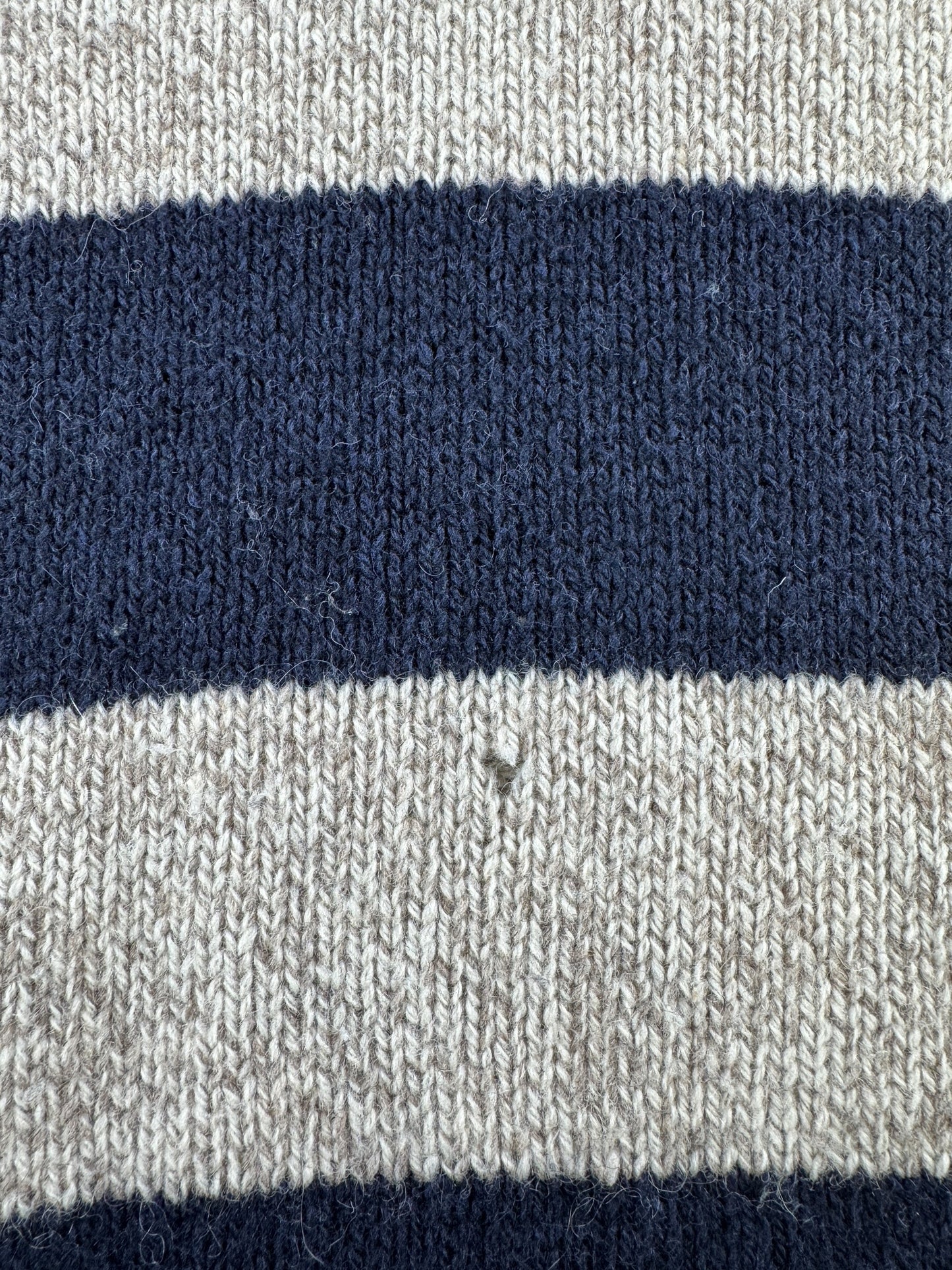 Hole on Vintage L.L. Bean Blue Striped Ragg Wool Blend Sweater SZ M Long
