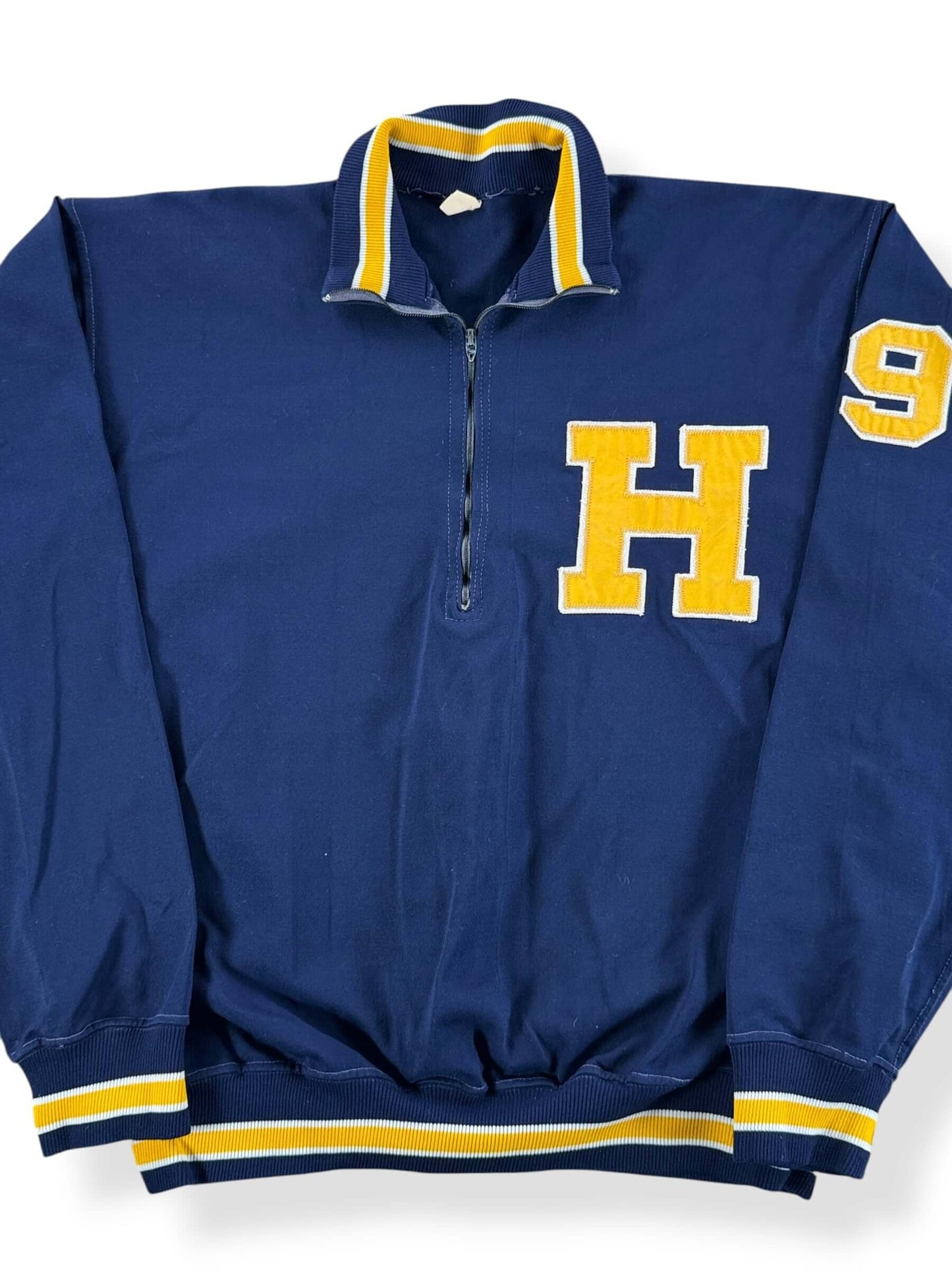 Front Close Up of Vintage 60s Russell 'H' Quarter Zip Jacket SZ L (Fits M)