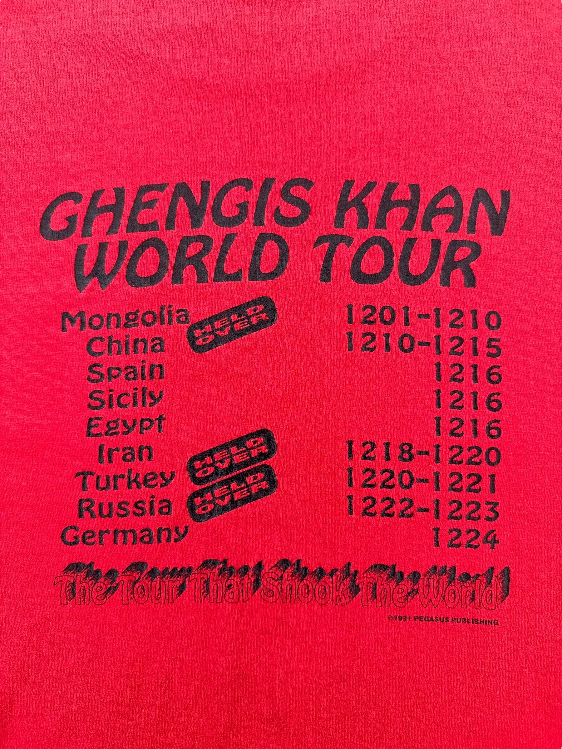 Back Graphic of Vintage Ghengis Khan World Tour Tee SZ XXL