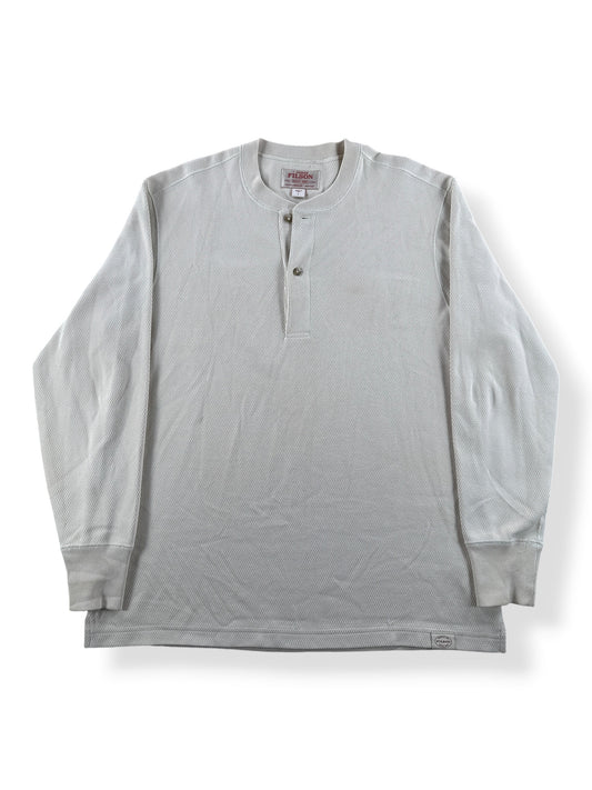Front of Filson Sand Waffle Knit Henley SZ L