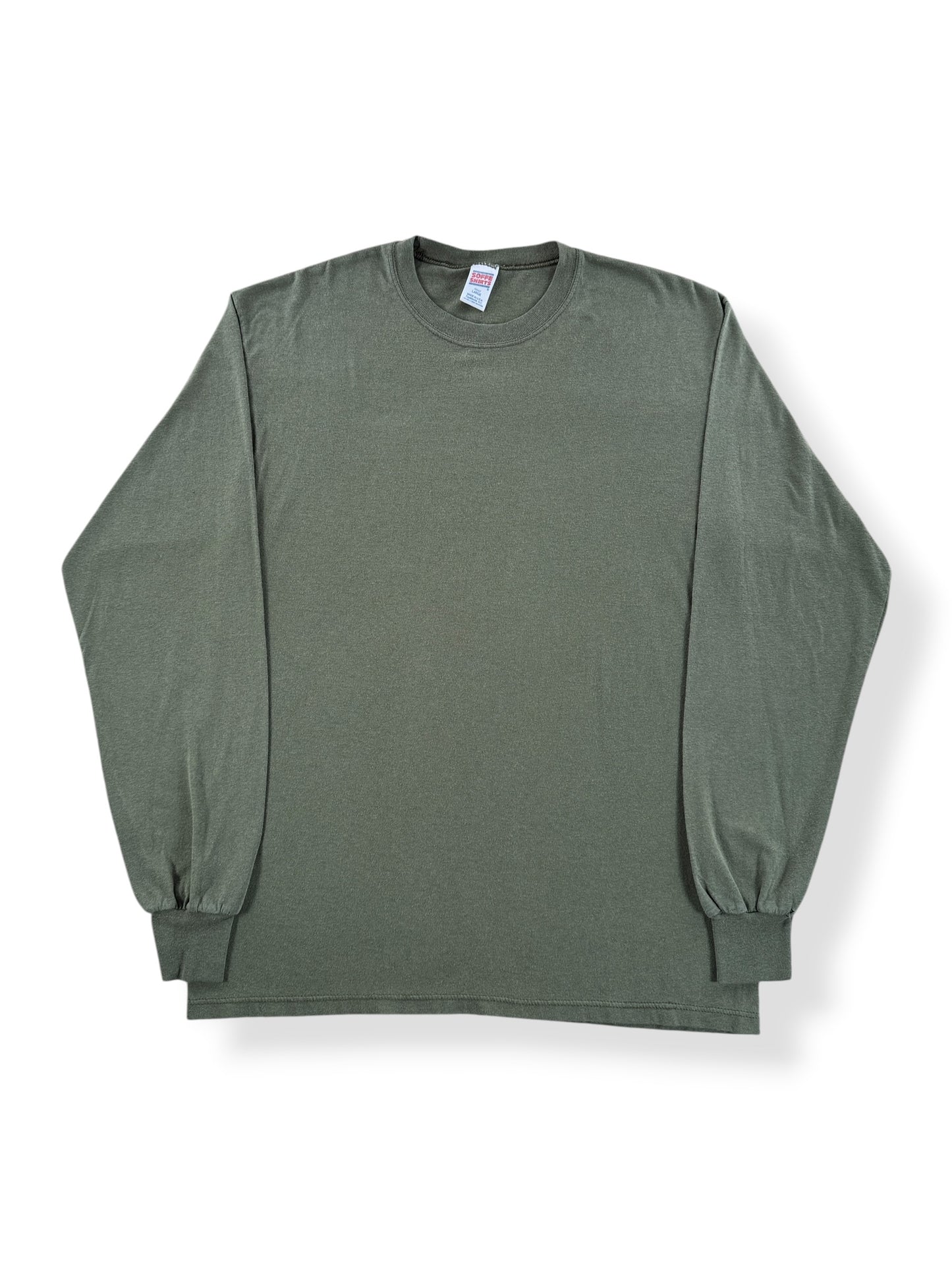 Front of Vintage Soffe Olive Green LS Tee SZ L